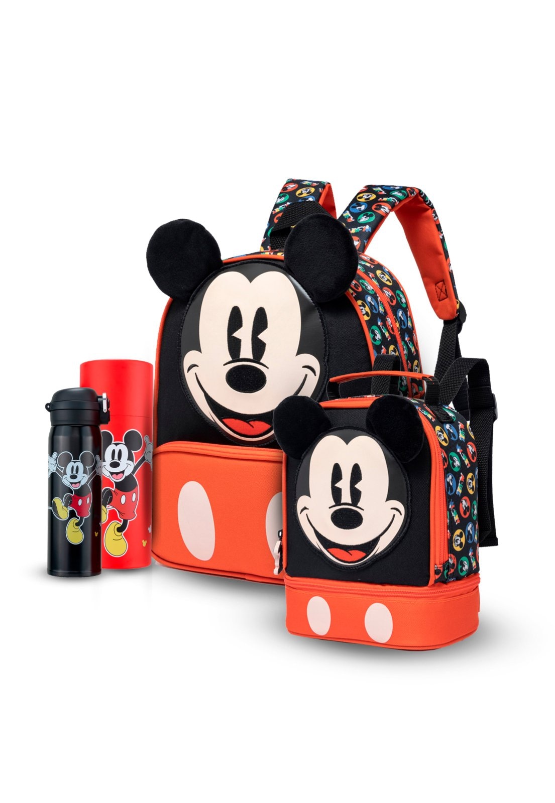 Imagem principal Infantil - Kit Mochila Mickey Escolar Disney Lancheira Estojo Garrafa Disney preto