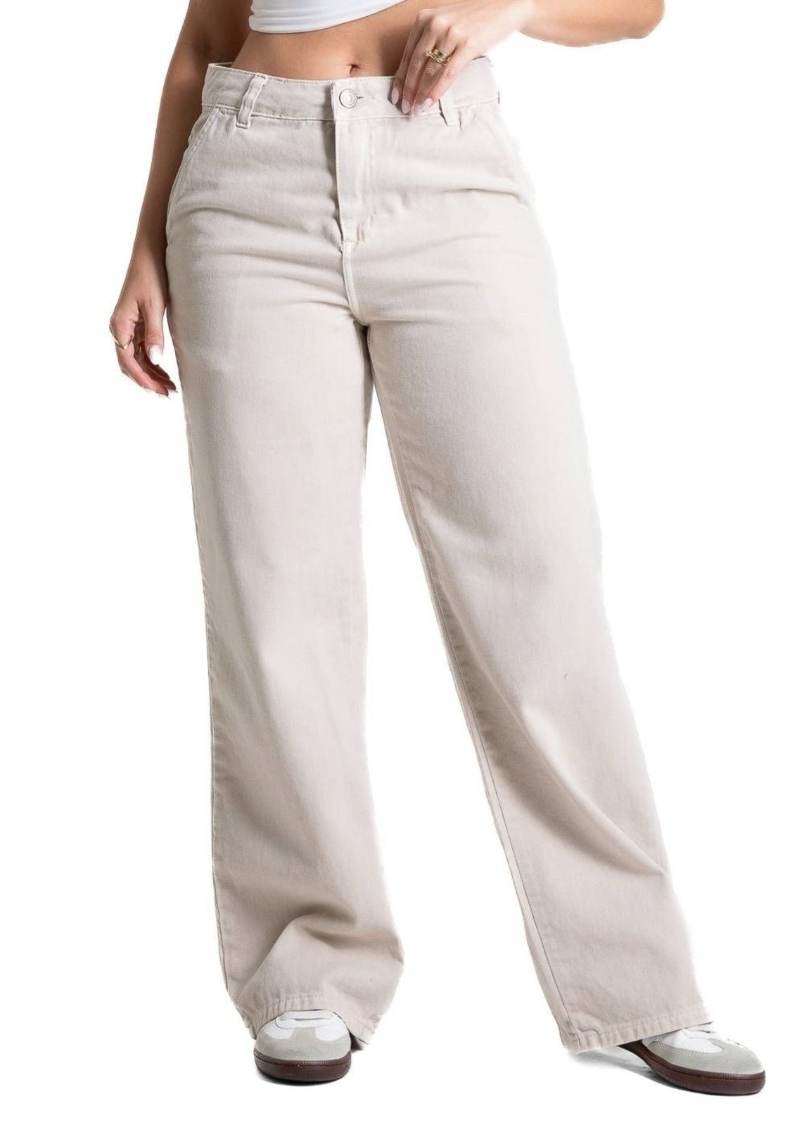 Imagem principal Calça Sarja Sawary Wide Leg Petit - 281366 Sawary bege