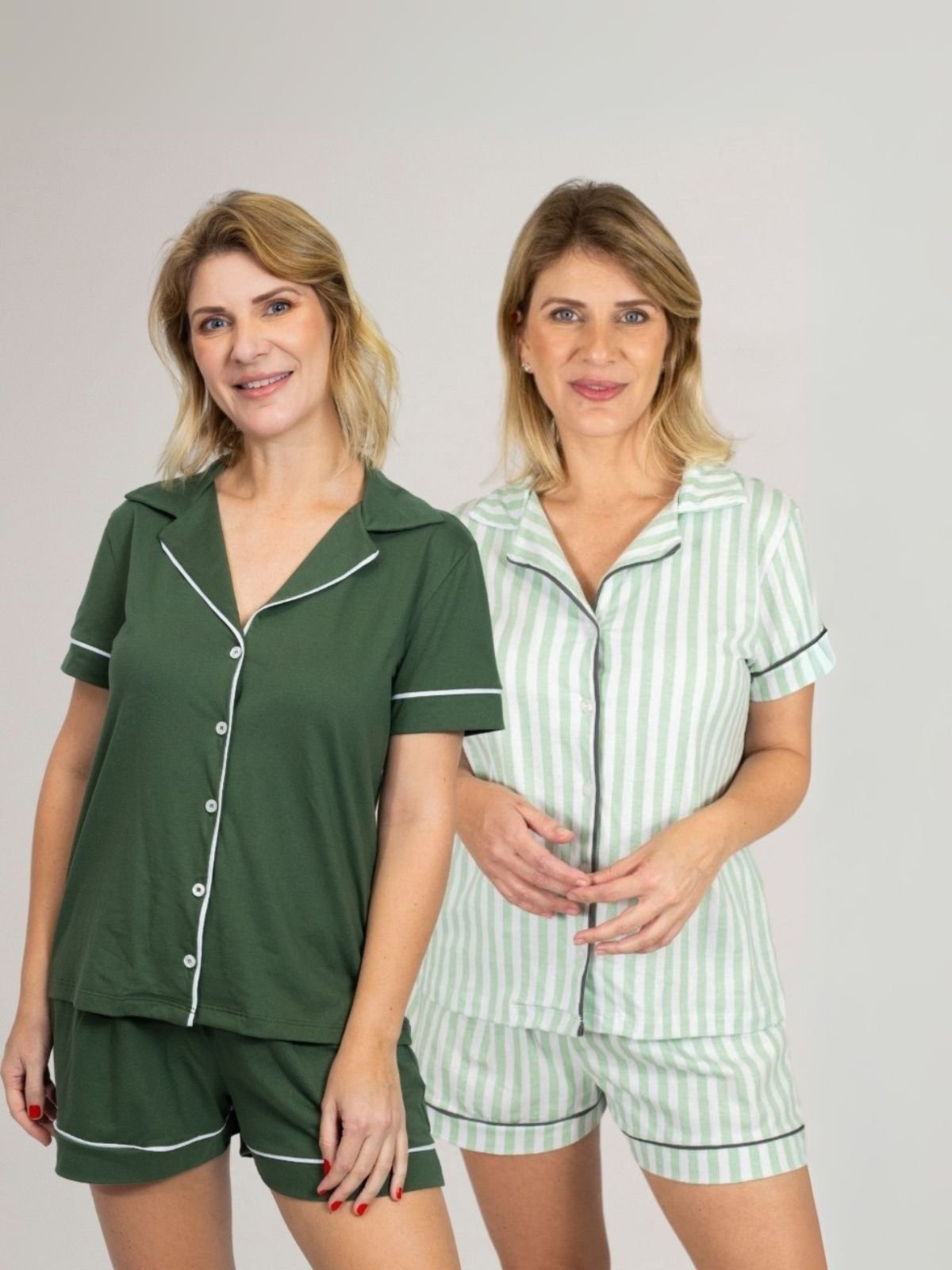 Imagem principal KIT Pijama Americano Curto Militar + Pijama Americano Curto Listrado Piante verde