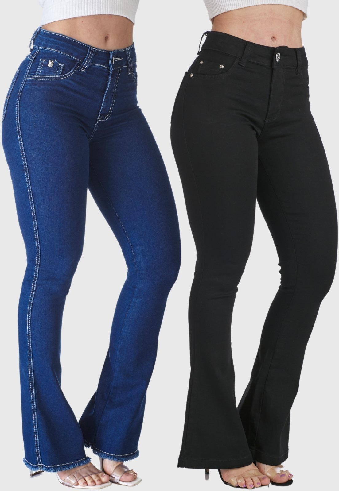 Imagem principal Kit 2 Calças Flare Jeans HNO Jeans Petit Flare Azul Marinho e Preta HNO Jeans preto azul