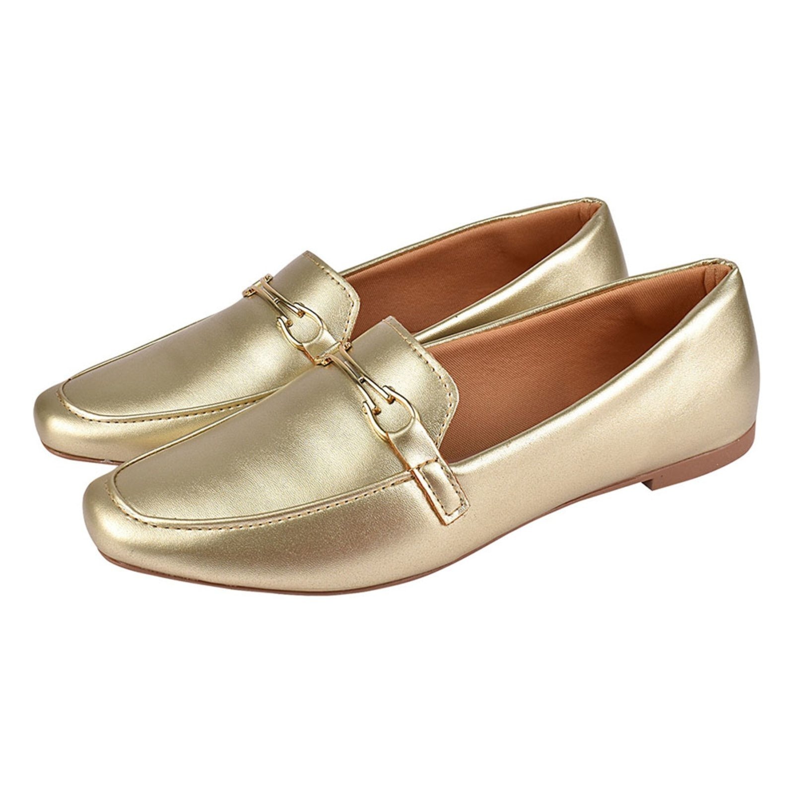 Imagem principal Sapato Feminino Mocassim Donatella Shoes Bico Quadrado Confort Sapatilha Ouro light Donatella Shoes dourado