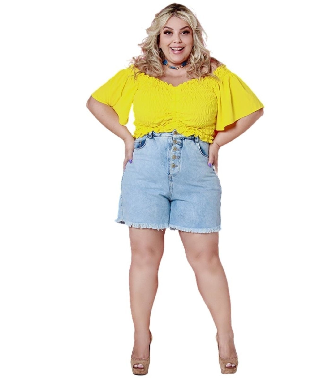 Imagem principal Shorts Feminino Jeans Plus Boyfriend Razon Jeans multicolorido