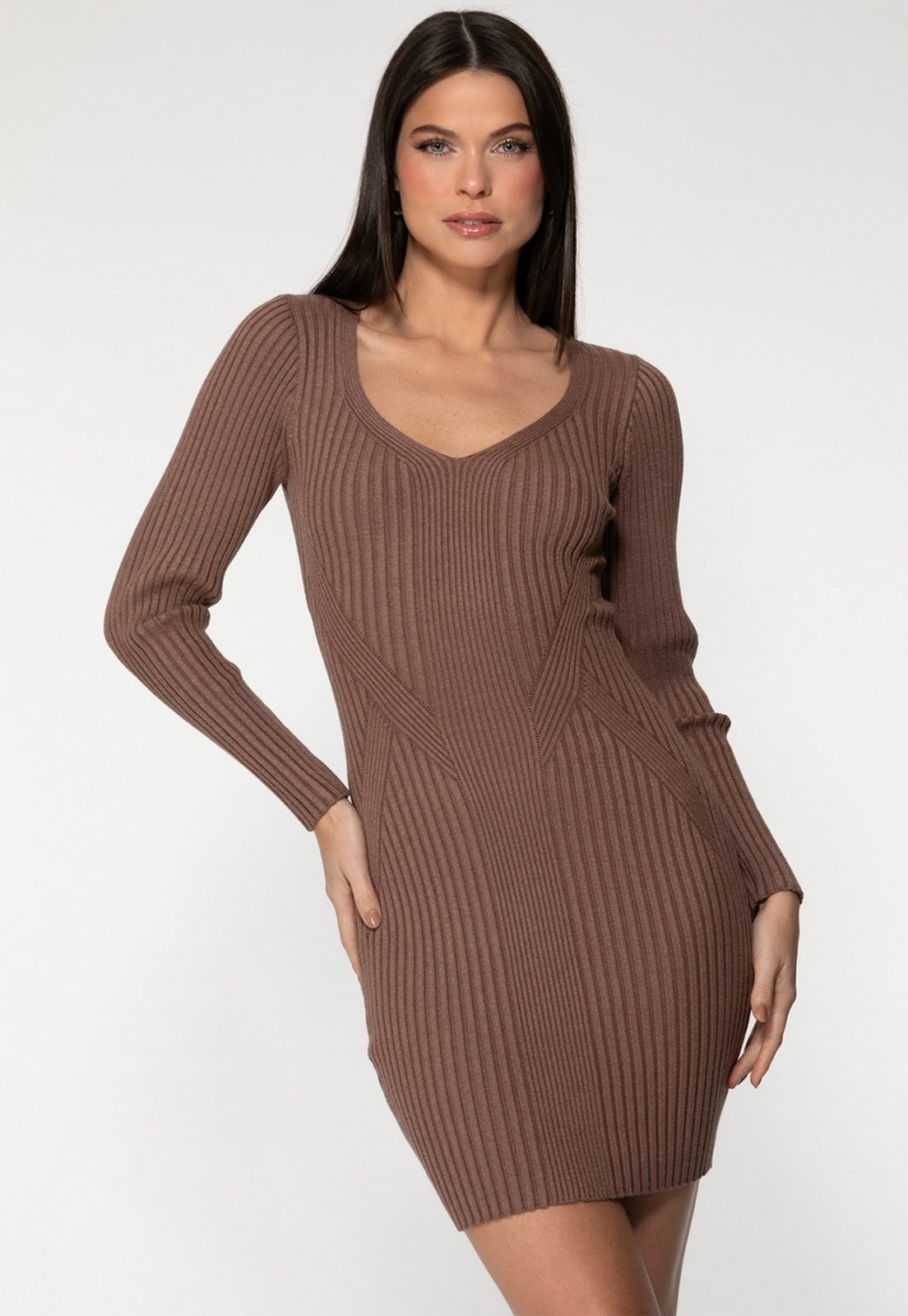 Imagem principal Vestido Guess Tricot Canelado Guess marrom