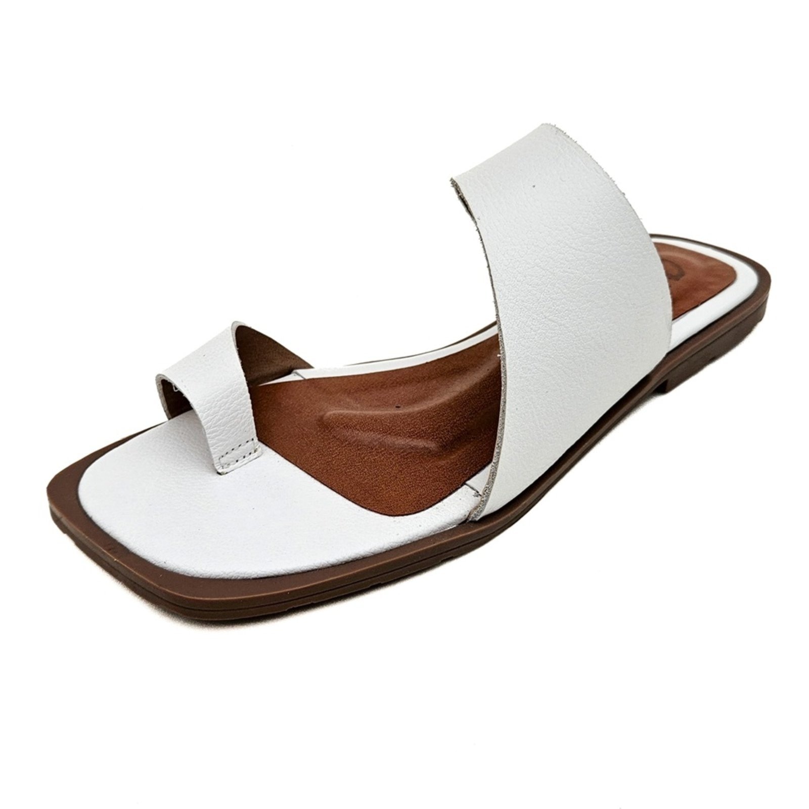 Imagem principal Sandália Rasteira em Couro Amo Calçados Lori Branca Amo Calçados branco