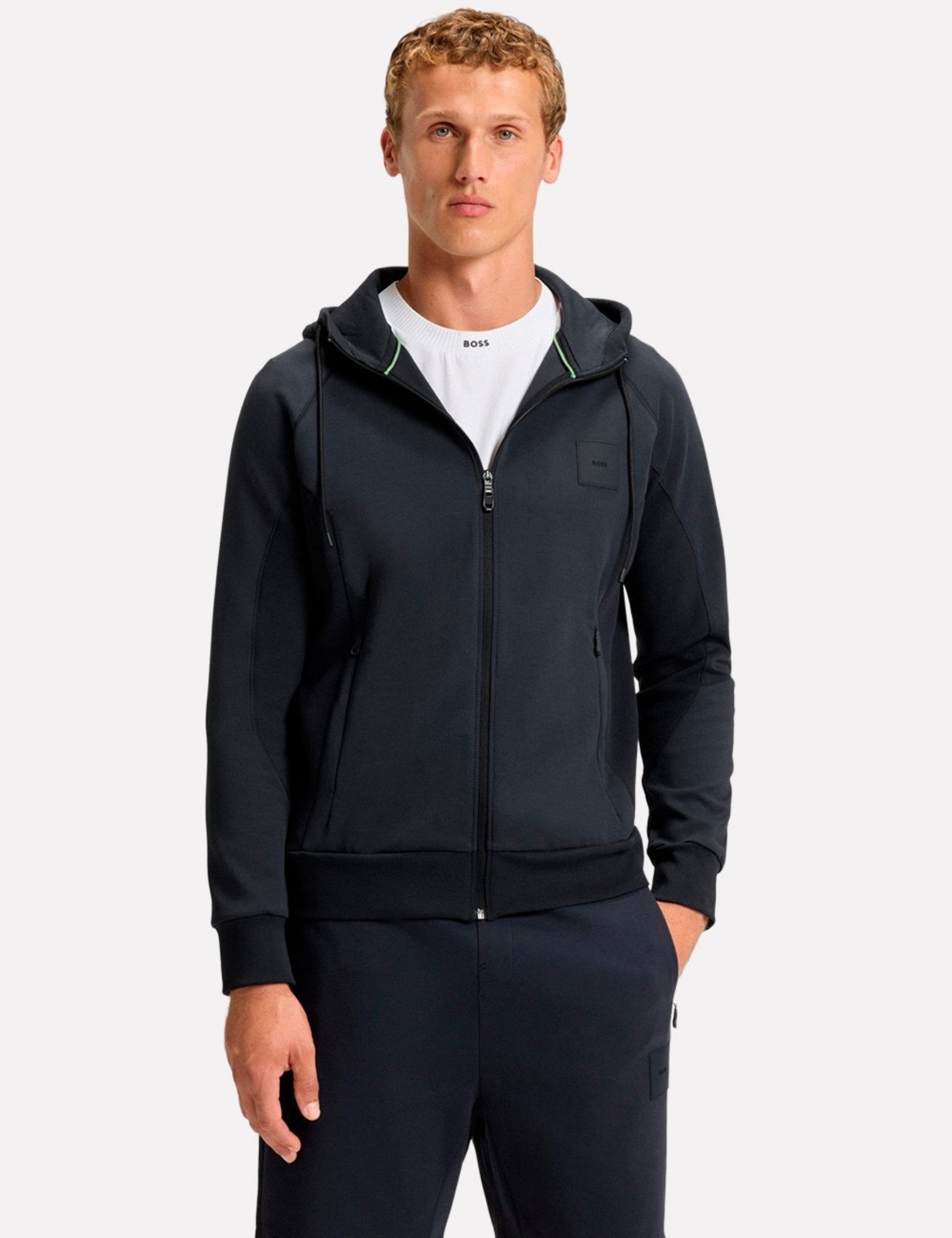 Imagem principal Jaqueta Hugo Boss Masculina Moletom Regular Stretch Saggy Rib Azul Marinho Hugo Boss preto azul