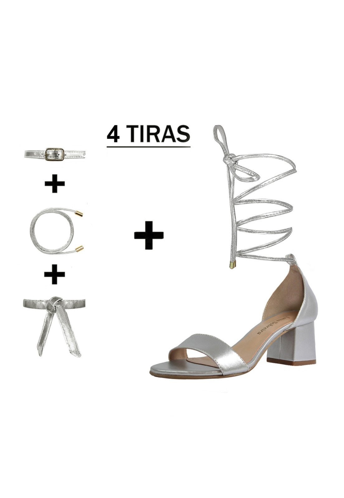 Imagem principal Sandália Troca Tira Salto Baixo Grosso Luiza Sobreira Prata Mod. 4074-2 Luiza Sobreira cinza