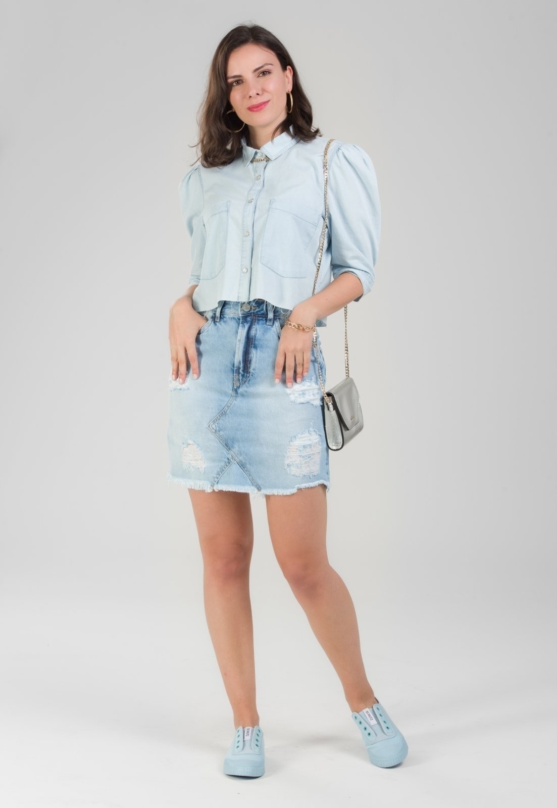 Imagem principal Saia Traymon 5 Bolsos Destroyed Delavê Traymon jeans