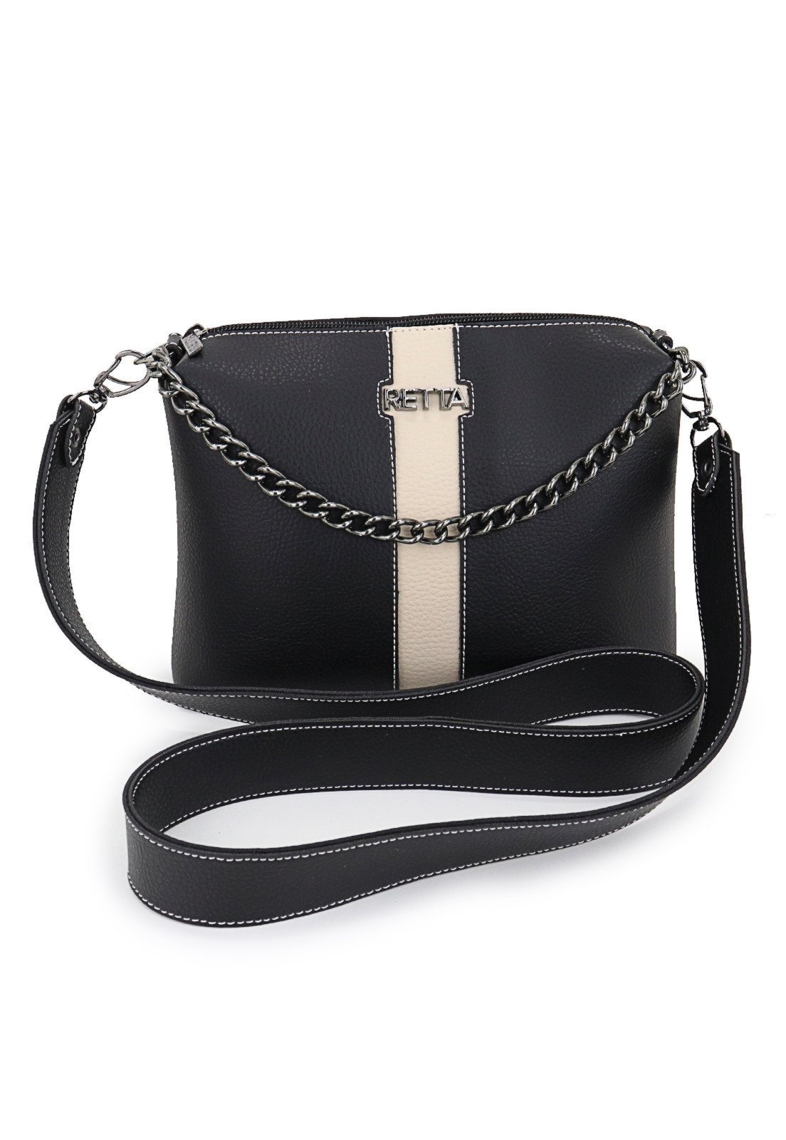 Imagem principal Bolsa Feminina Retta Kiara Transversal Pequena Preta e Marfim Retta Shoes preto