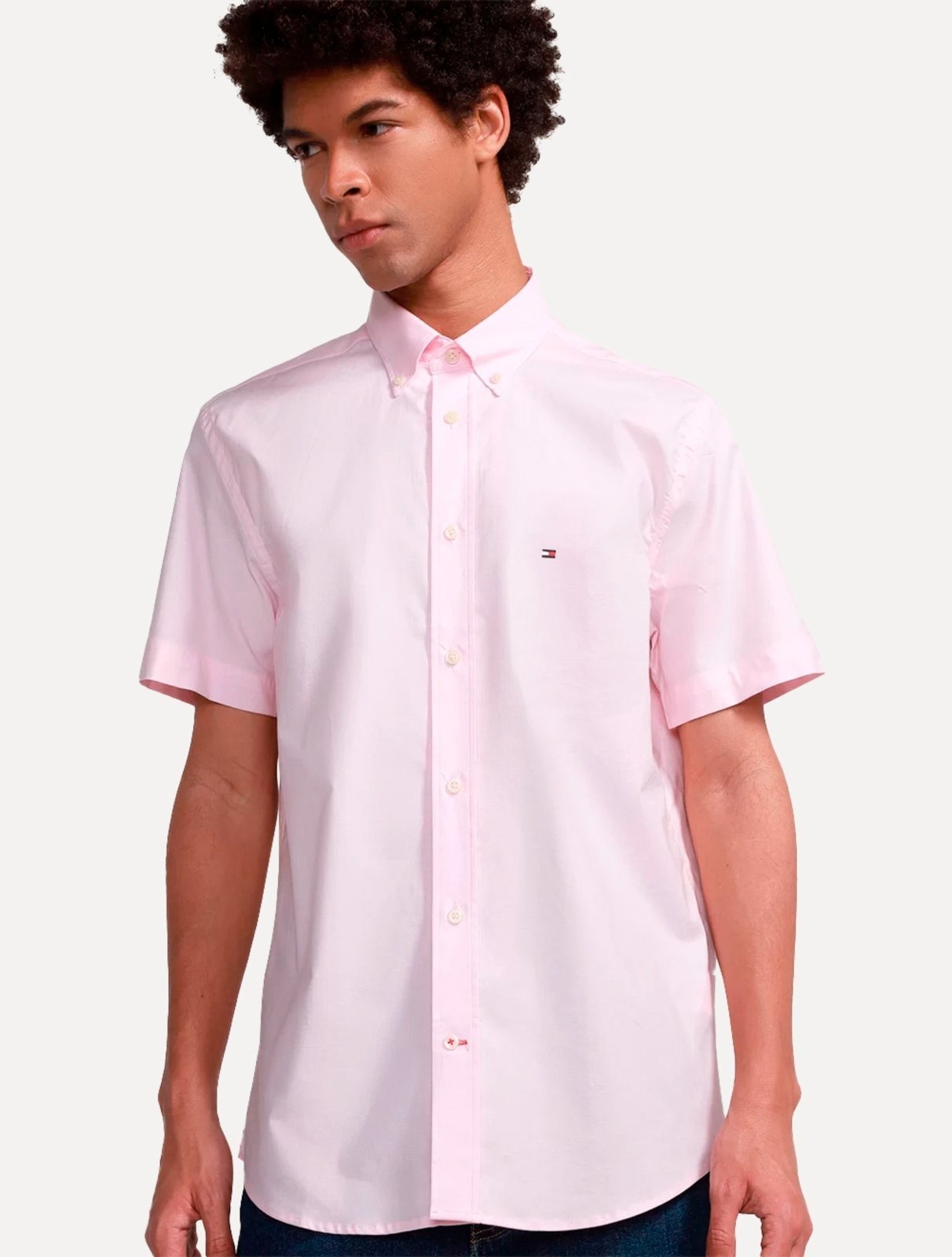 Imagem principal Camisa Tommy Hilfiger Masculina Manga Curta Regular Classic Poplin Claro Tommy Hilfiger rosa