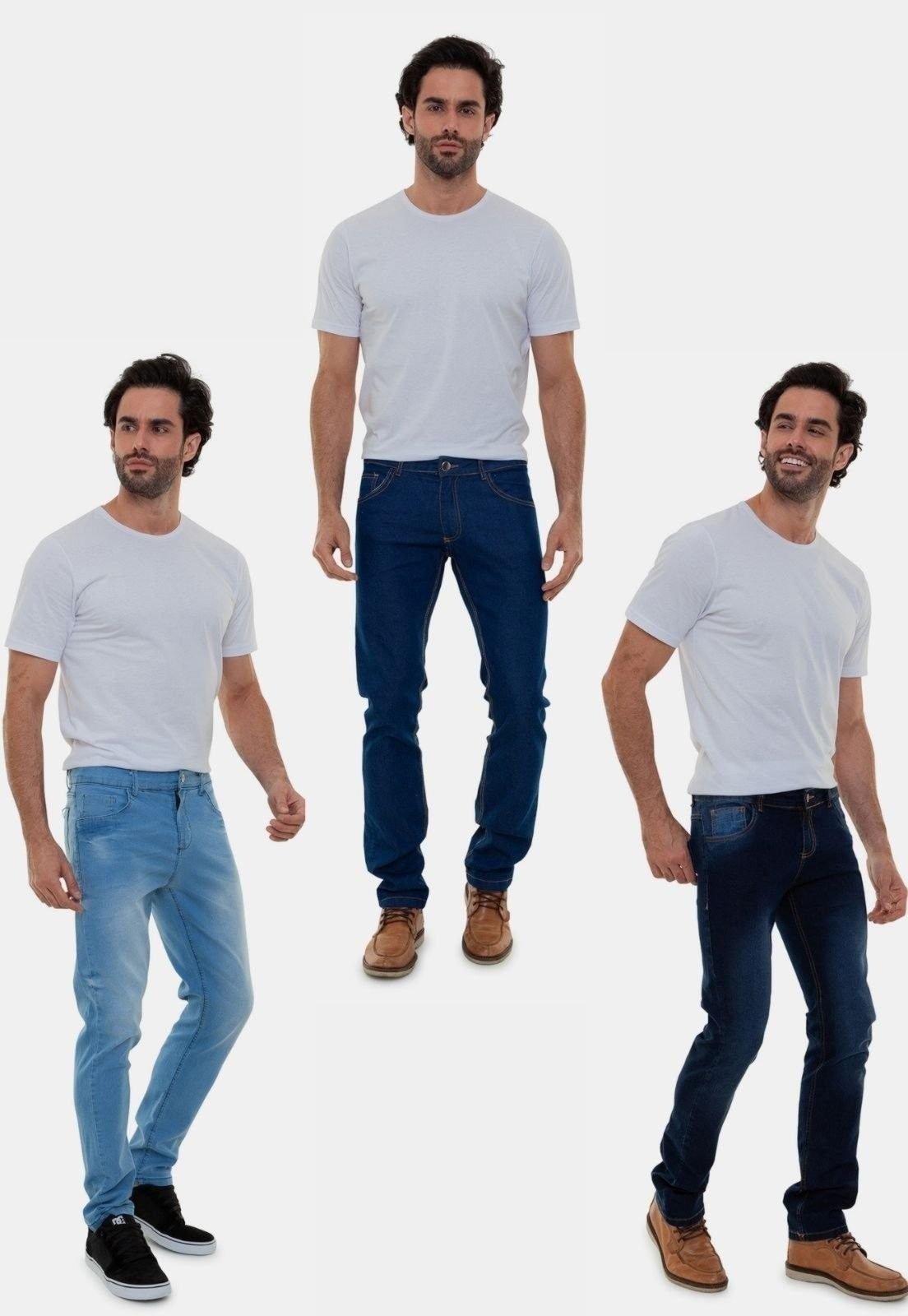 Imagem principal Kit 3 Calças Jeans Masculinas Lavagens Diferentes Premium Lisboa B Versatti Jeans azul