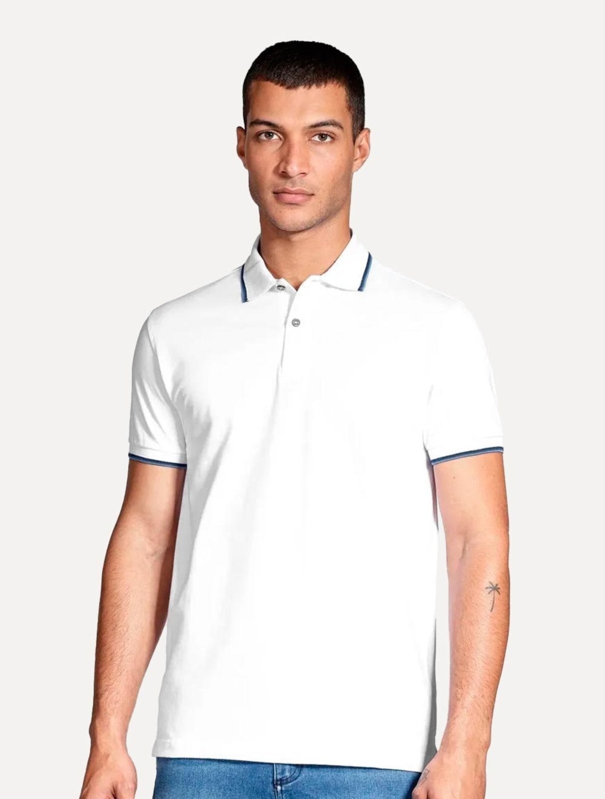 Imagem principal Polo Aramis Masculina Regular Piquet 4 Frisos Blue Branca Aramis branco blue