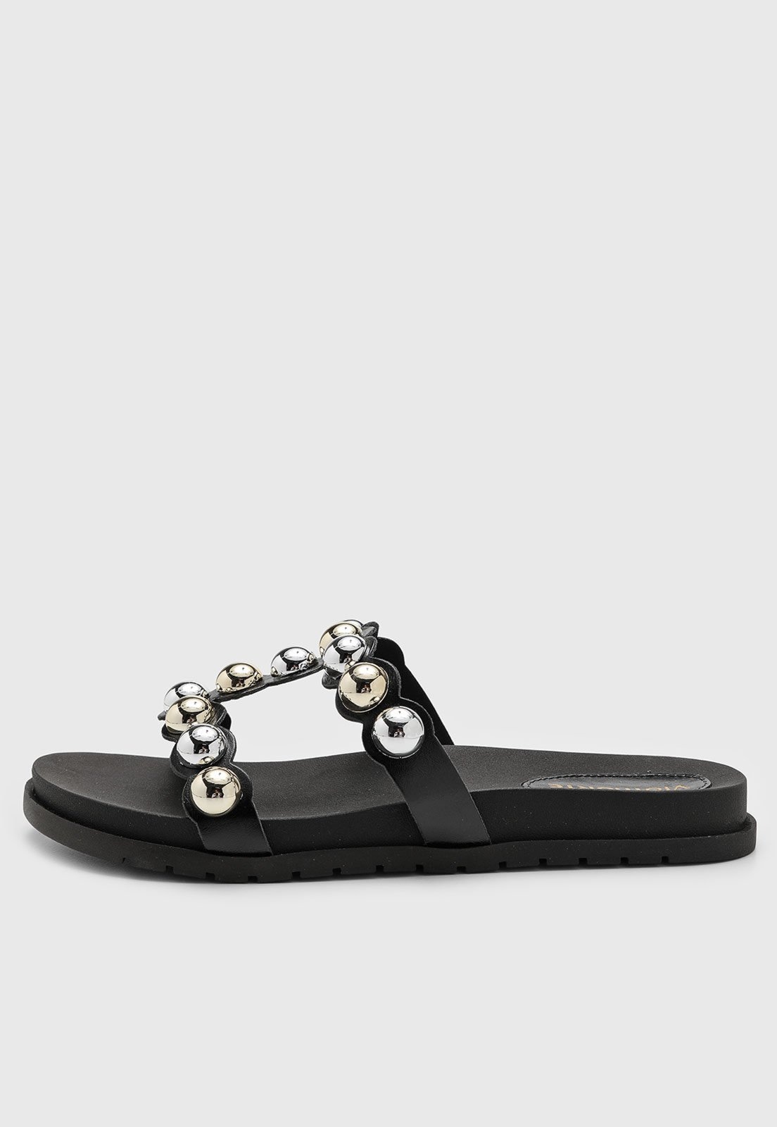 Imagem principal Rasteira Feminina Via Marte Tiras Esferas Preta VIA MARTE preto