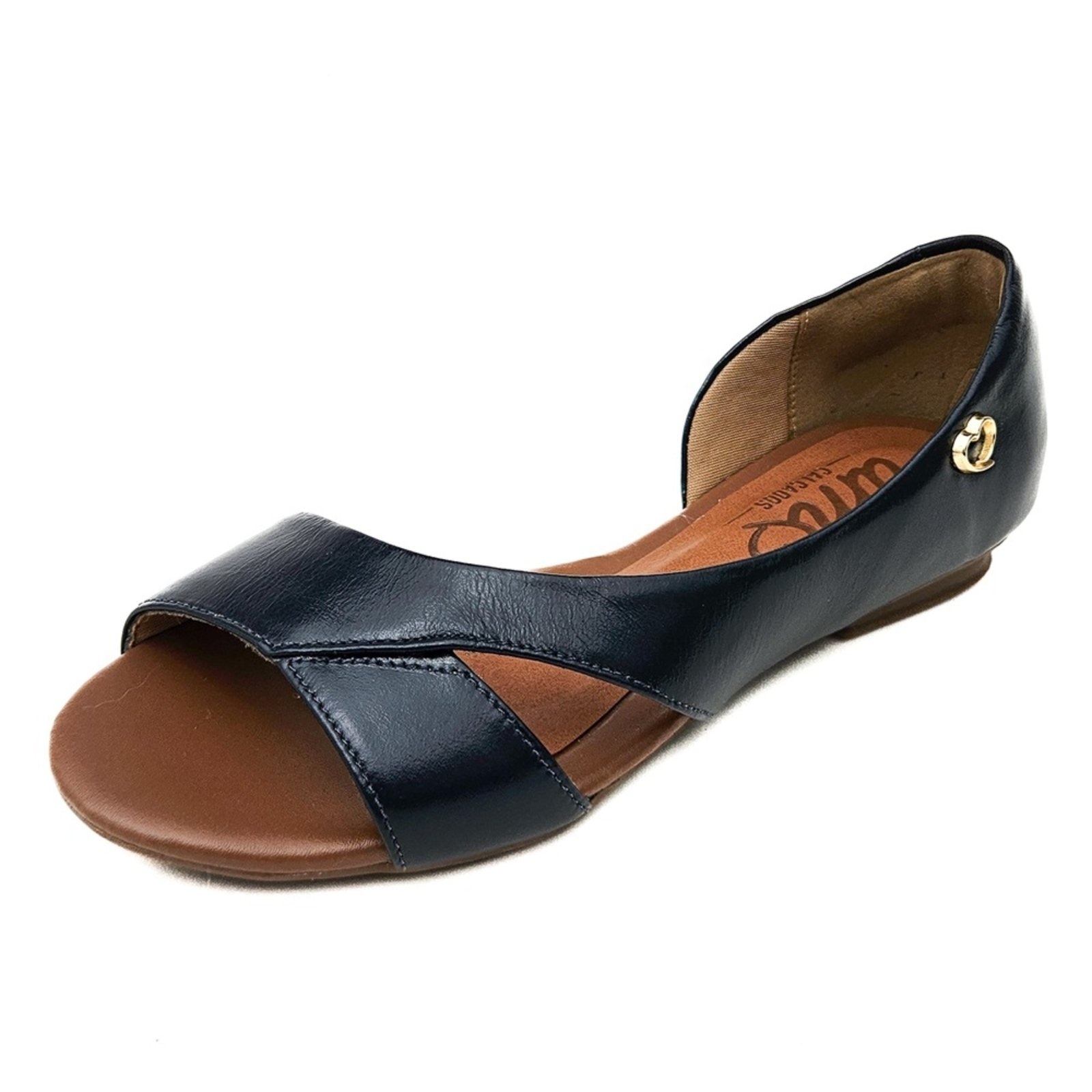 Imagem principal Sandália Rasteira em Couro Moema Amo Calçados azul marinho