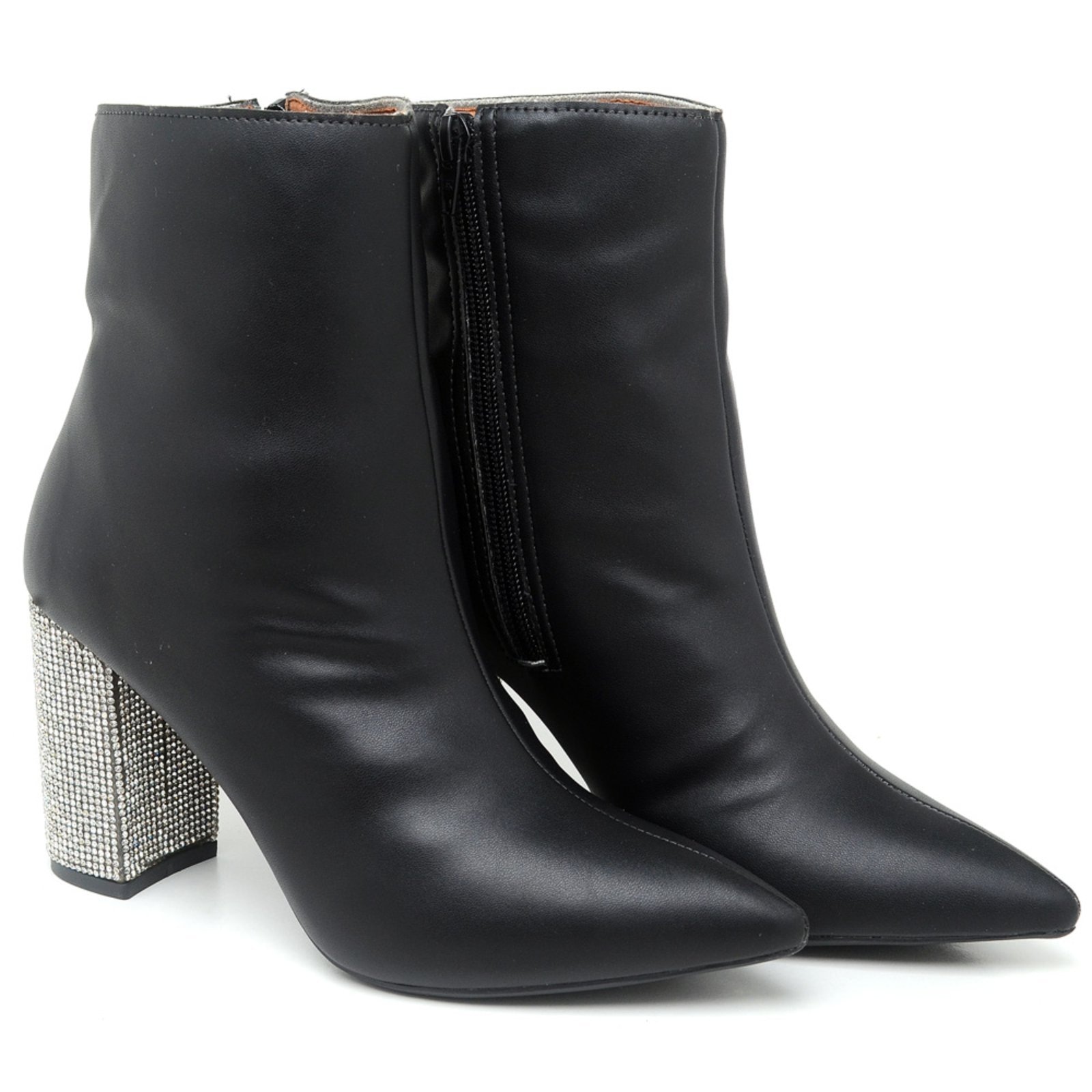 Imagem principal Bota Cano Curto Salto Médio com Strass Napa Ella's ZAFREM preto