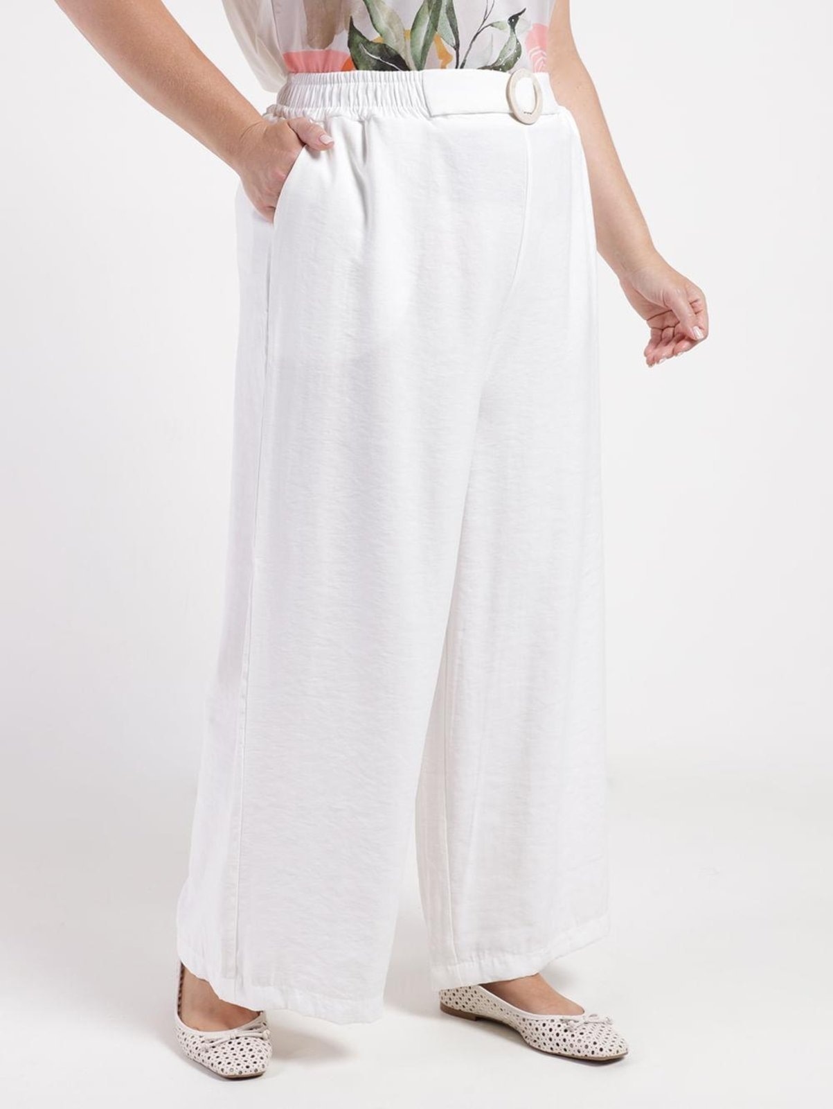 Imagem principal Calça Pantacourt Plus Size Feminina OFF WHITE Bright Girl'S off-white white