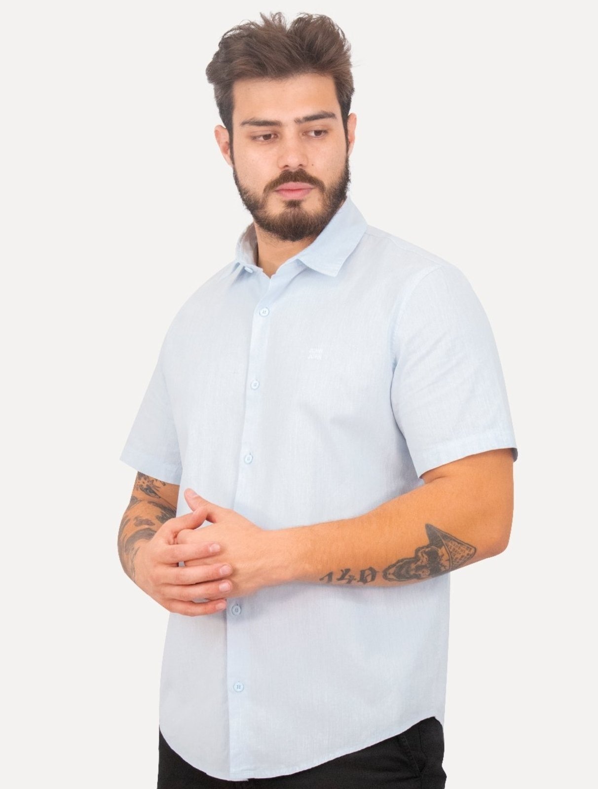 Imagem principal Camisa John John Masculina Regular Manga Curta Marc Linen Blend Claro John John azul