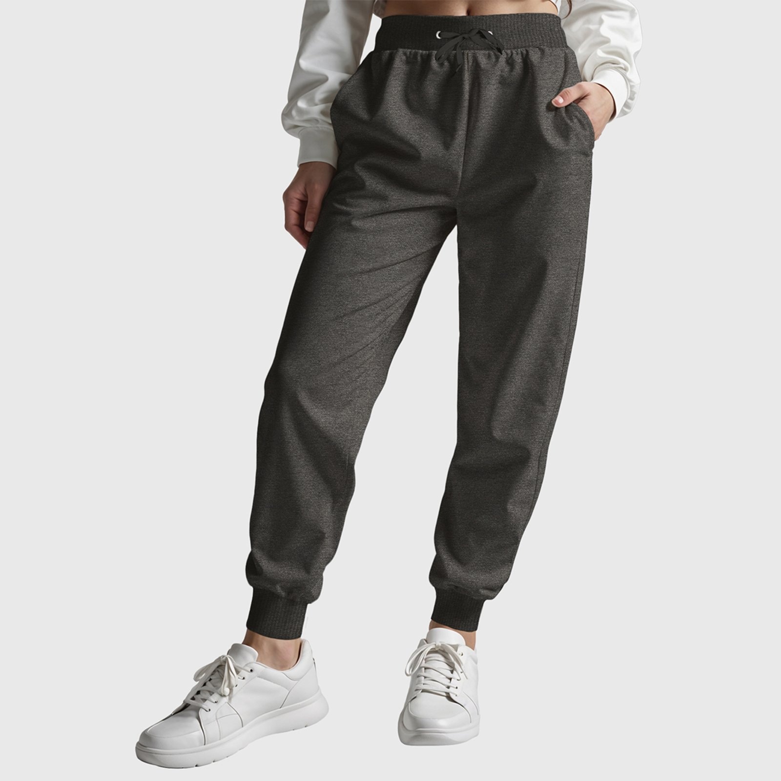 Imagem principal Calça Feminina Chumbo Moletom Slim Conforto Flanelado Cintura com Cordão Benellys cinza