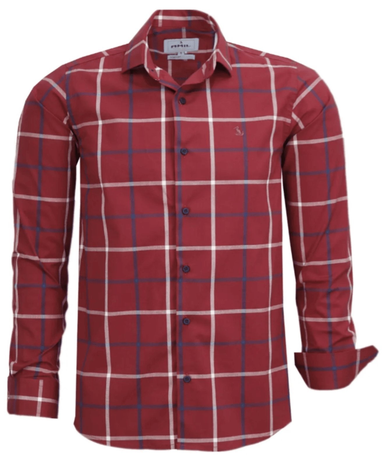 Imagem principal Camisa Casual Amil Com Elastano Comfort Xadrez Owen Manga longa Luxo Cor05 Amil branco