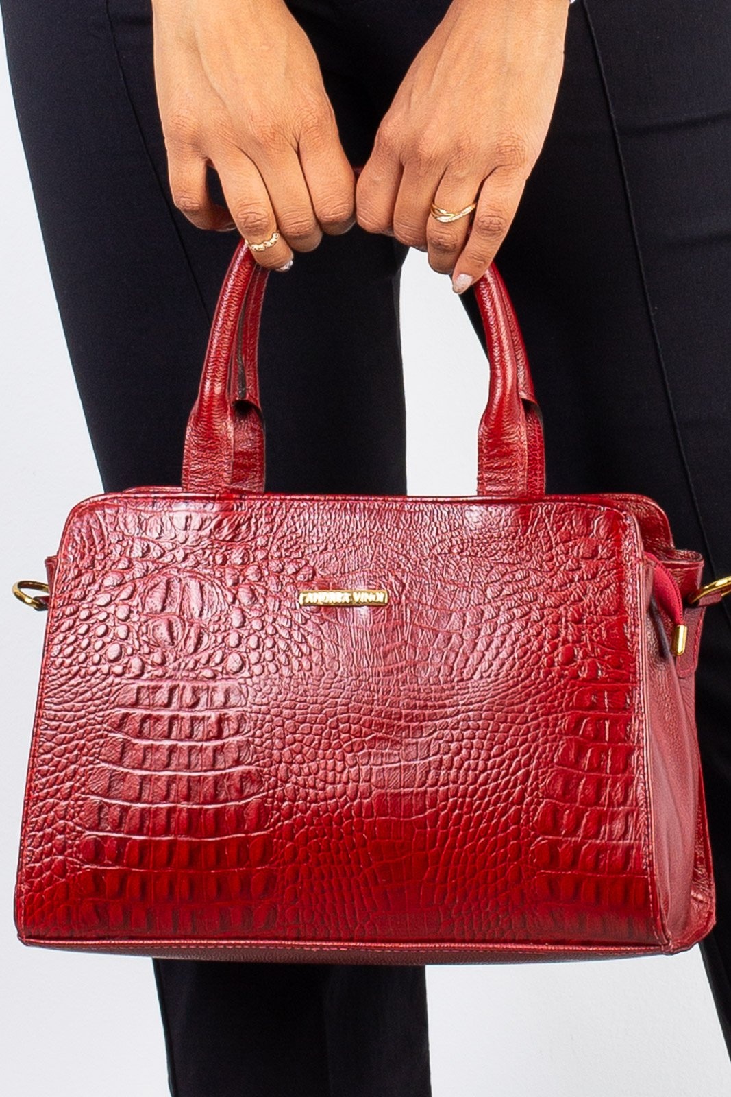 Imagem principal Bolsa Andrea Vinci De Couro Croco Estruturada Emili Andrea Vinci vermelho