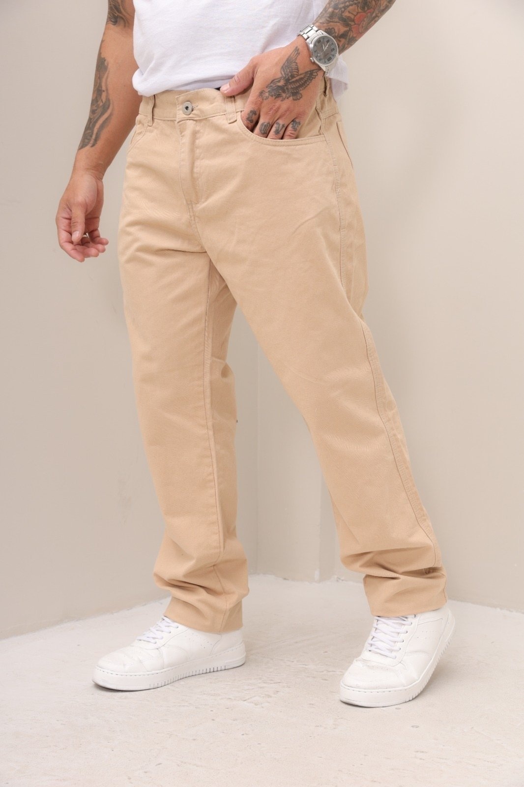 Imagem principal Calça Creme Sarja Masculina Alleppo Jeans bege