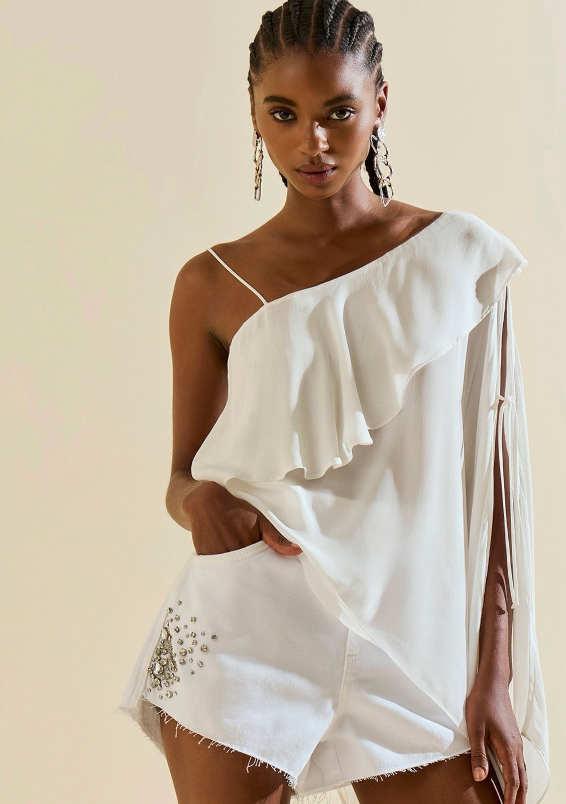 Imagem principal Shorts Morena Rosa Reto Média Branco Morena Rosa branco rosa