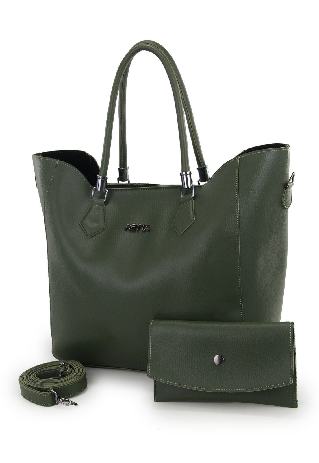 Imagem principal Bolsa Sacola Transversal e Necessarie Retta Preta Retta Shoes verde militar