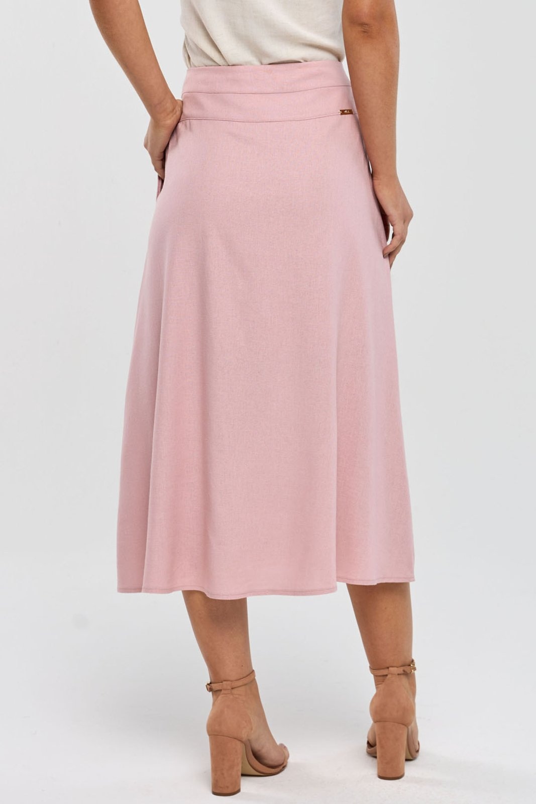 Imagem principal Saia Midi PKS Com Fenda Linho Rosê PKS rosa