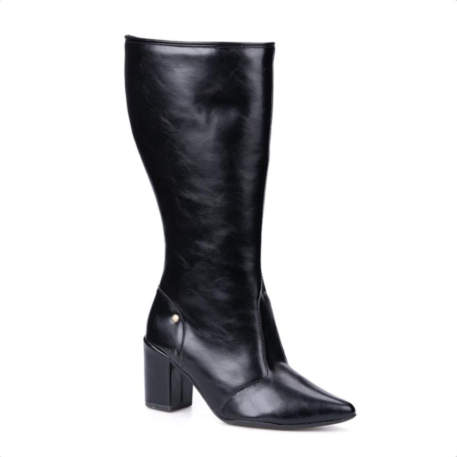 Imagem principal Bota Social Domidona Feminina Preta Cano Alto Bico Fino Salto Alto Bloco Domidona marrom