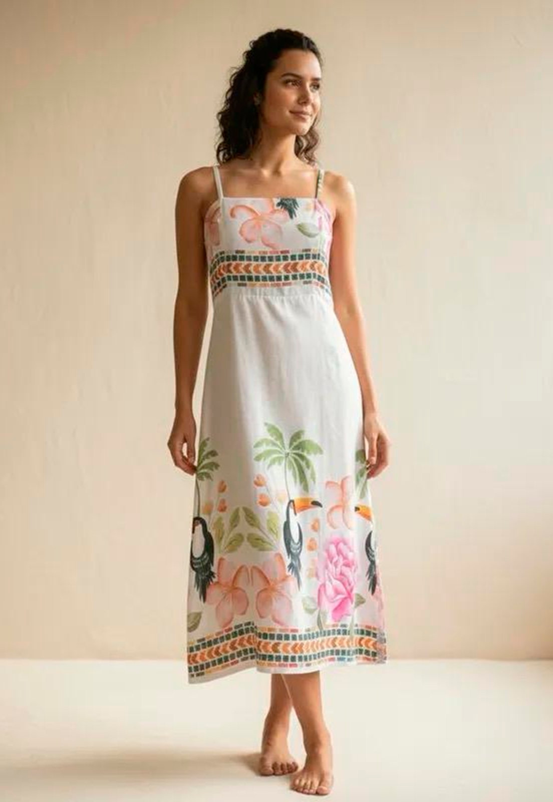 Imagem principal Vestido Amazonia Vital Midi Alça Fina Estampa Jardim da Nuvens Amazonia Vital estampado