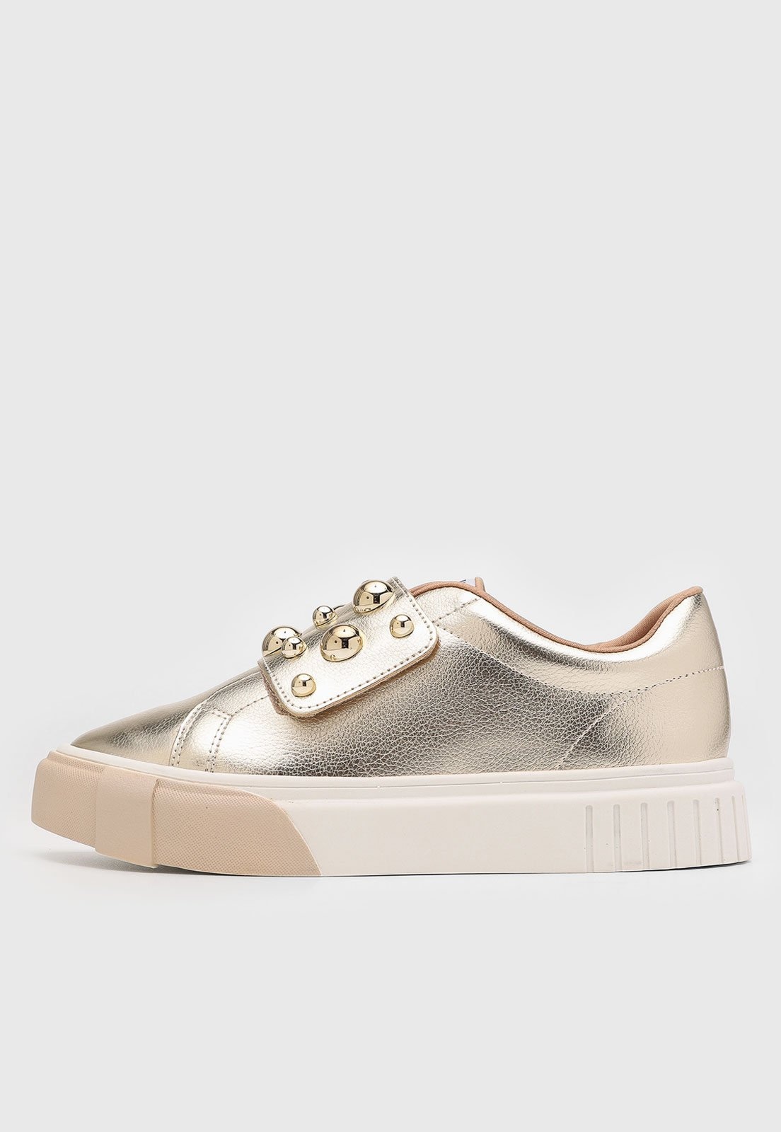Imagem principal Tênis Feminino VIA UNO Slip On com Tachas Douradas VIA UNO dourado