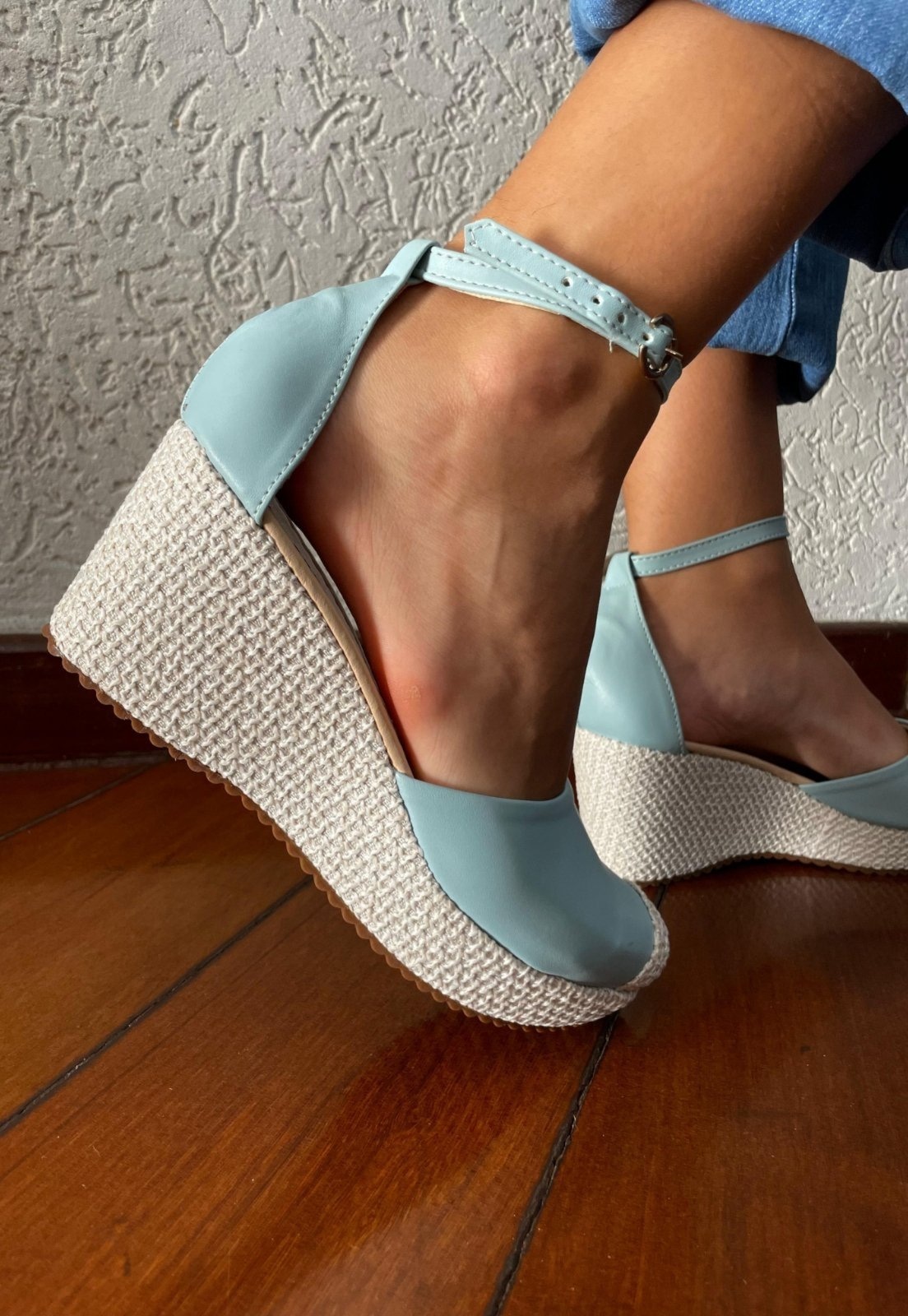 Imagem principal Sandália Plataforma Confort Atalia Shoes Linhão Trançado Napa Bico Fechado Atalia Shoes azul/azul marinho azul