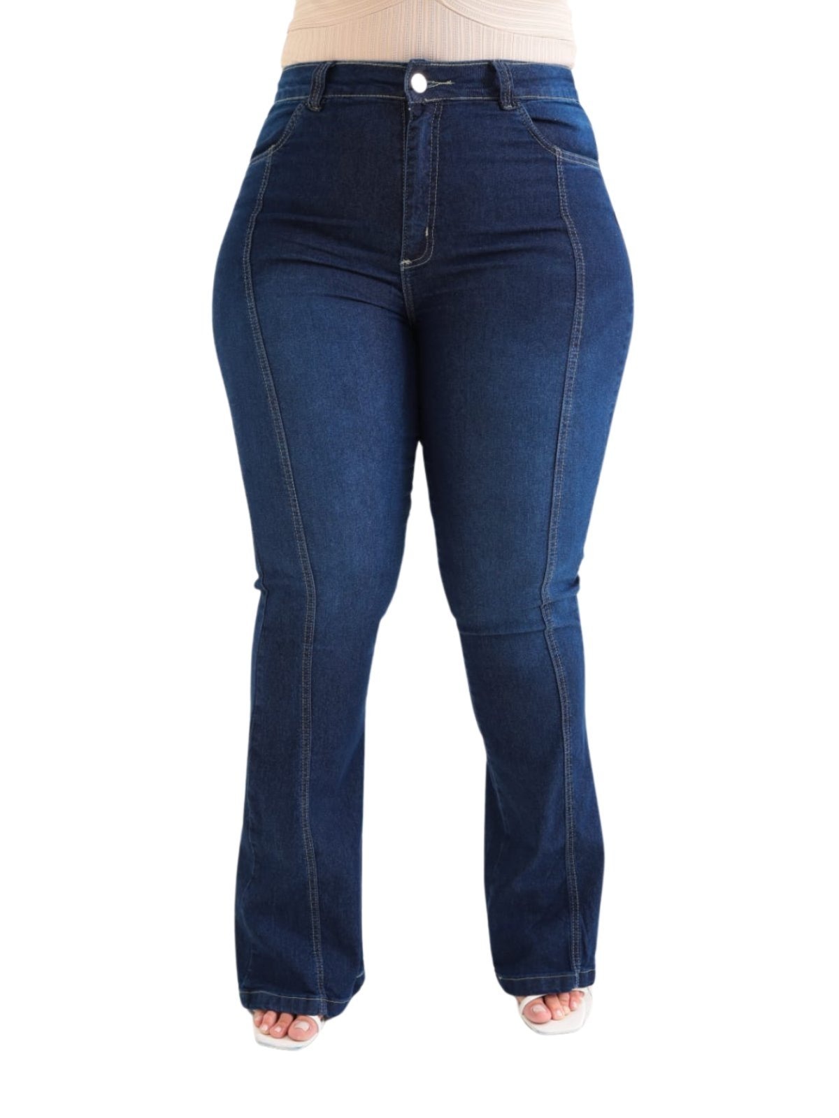 Imagem principal Calça Flare Plus Size Jeans Light Com Detalhe de Nervura Jeans JEANS LIGHT azul