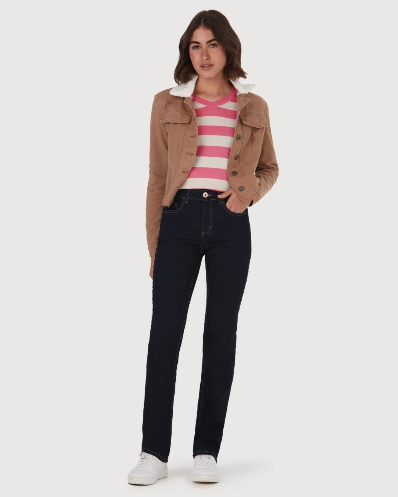 Imagem principal Calça Reta Feminina Cintura Média Em Flex Jeans Malwee azul