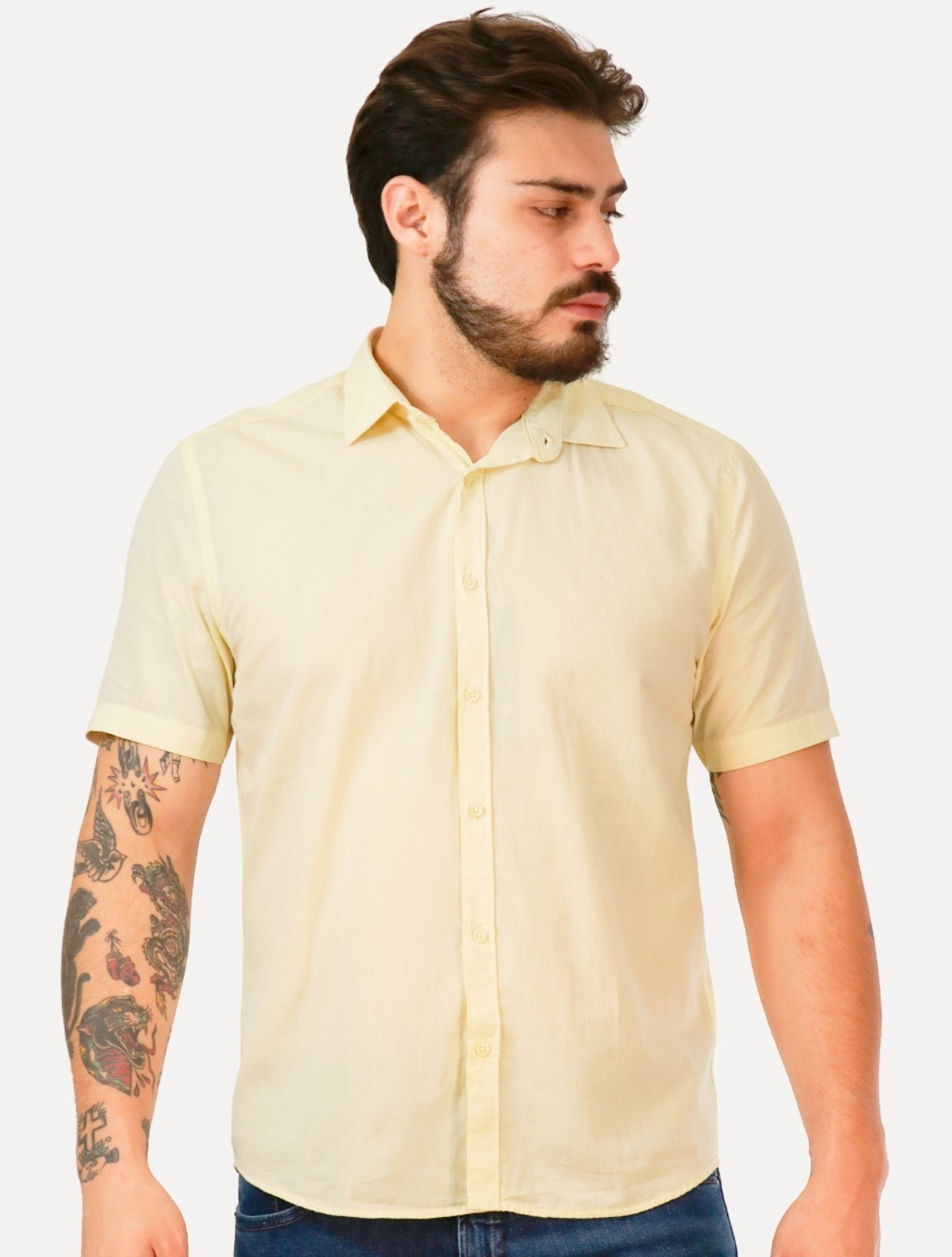 Imagem principal Camisa Aramis Masculina Manga Curta Slim Algodão Willis Amarela Aramis amarelo