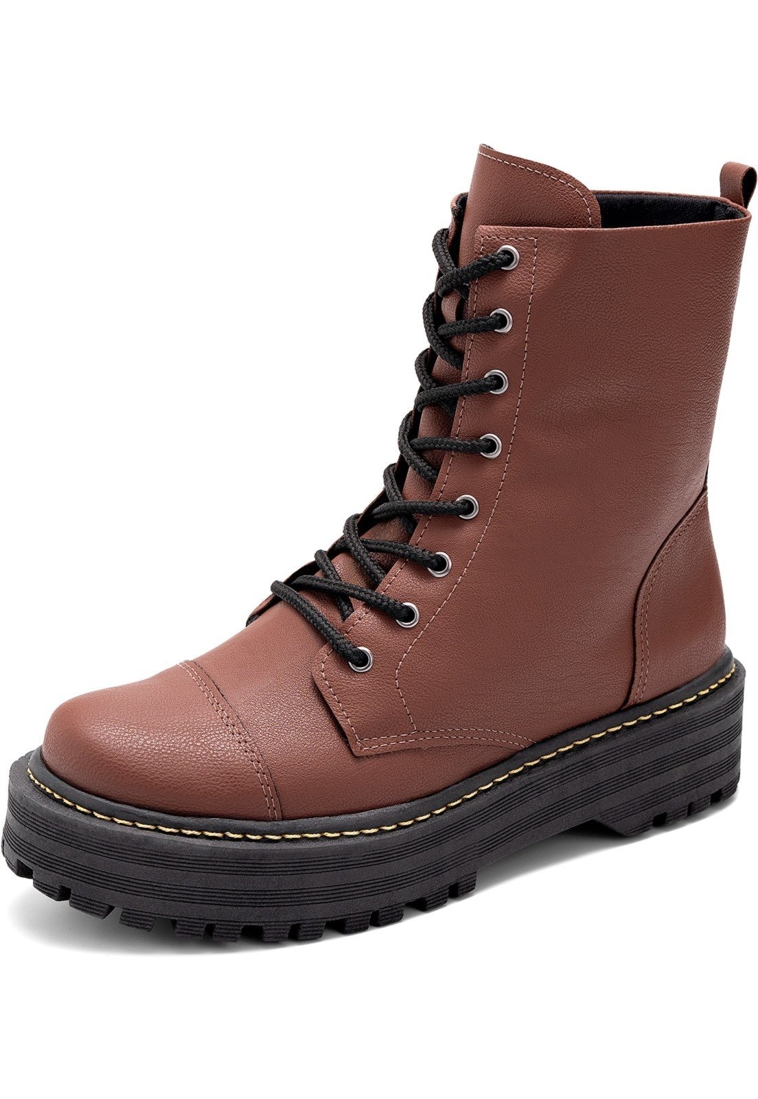 Imagem principal Coturno Feminino Lumiss Cano Curto Tratorado Plataforma Confortável LUMISS marrom