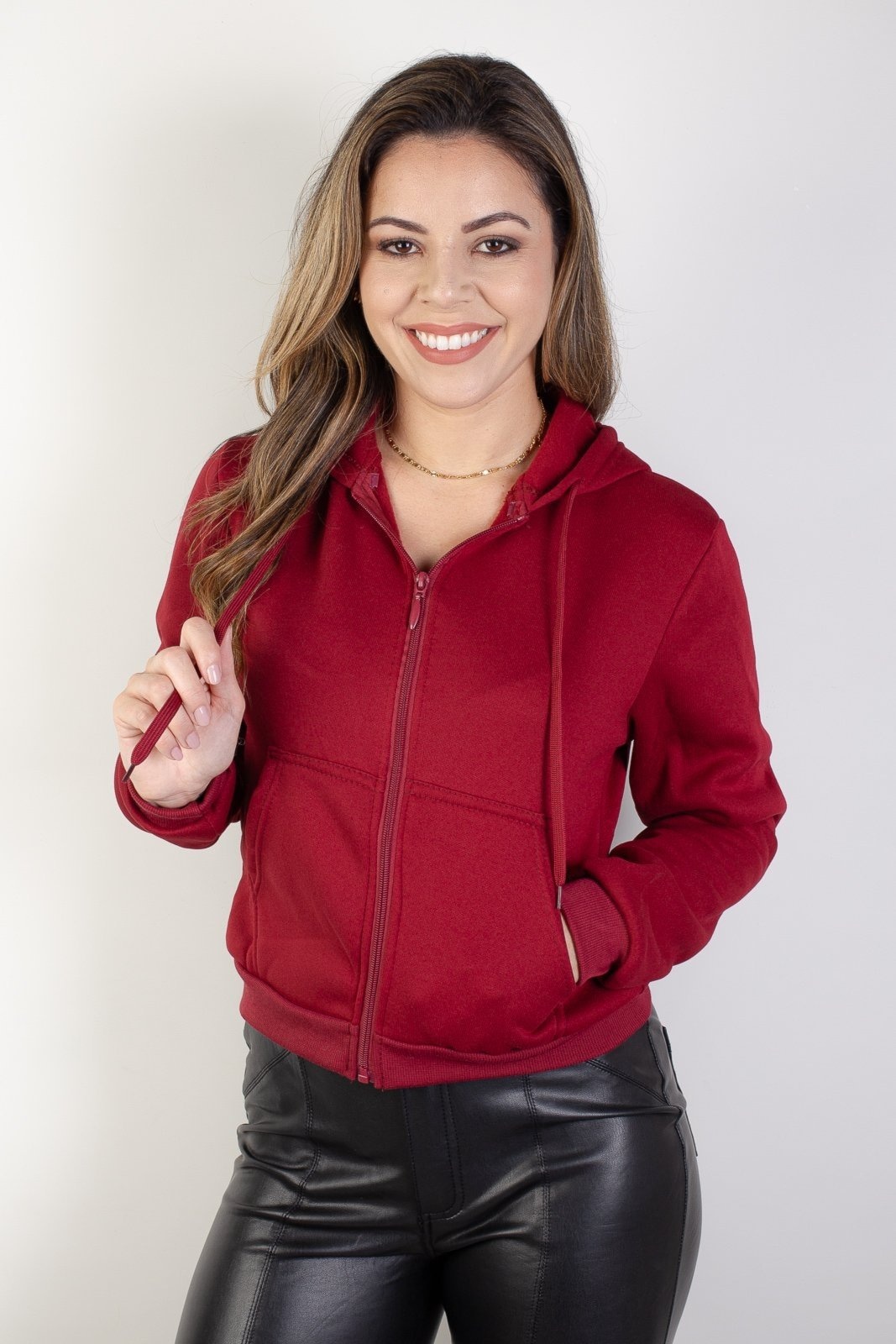 Imagem principal Jaqueta Enluaze Feminina Moletinho Com Capuz 80001 - Bordô Enluaze azul