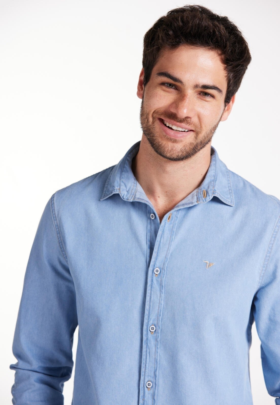 Imagem principal Camisa Denim Slim Manga Longa Traymon - Azul Jeans - Xgg Traymon azul denim