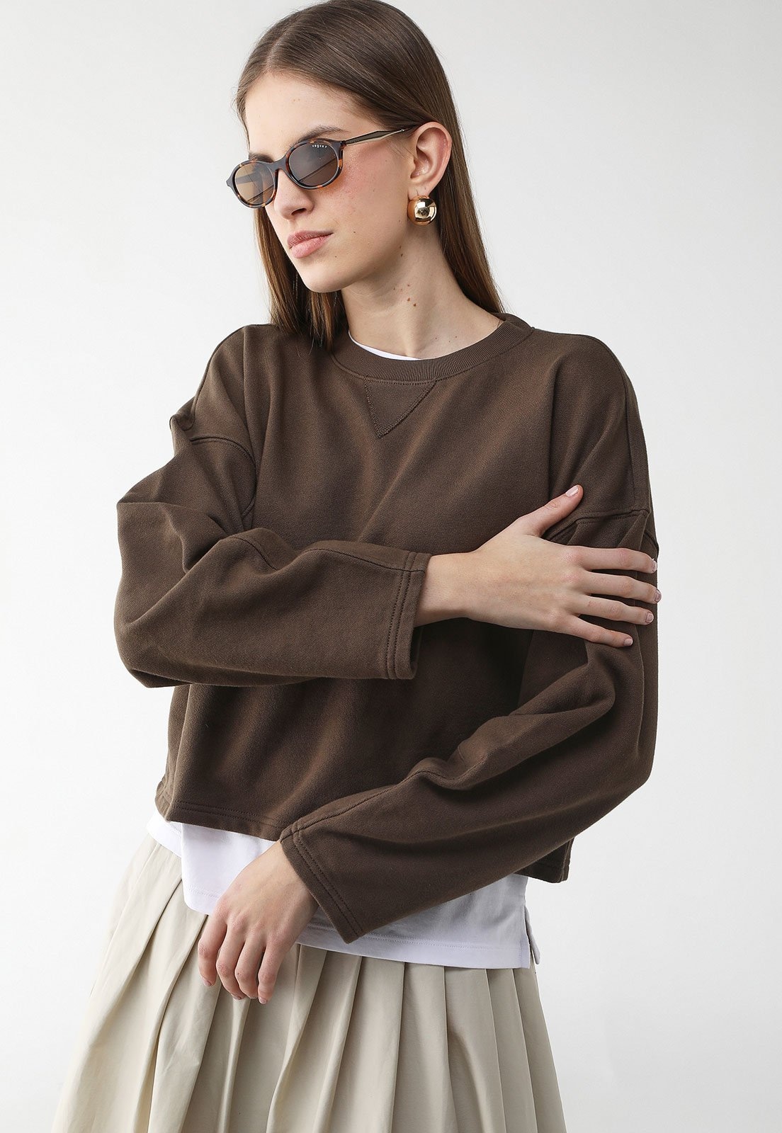 Imagem principal Blusa de Moletom Fechada GAP Reta Lisa GAP marrom