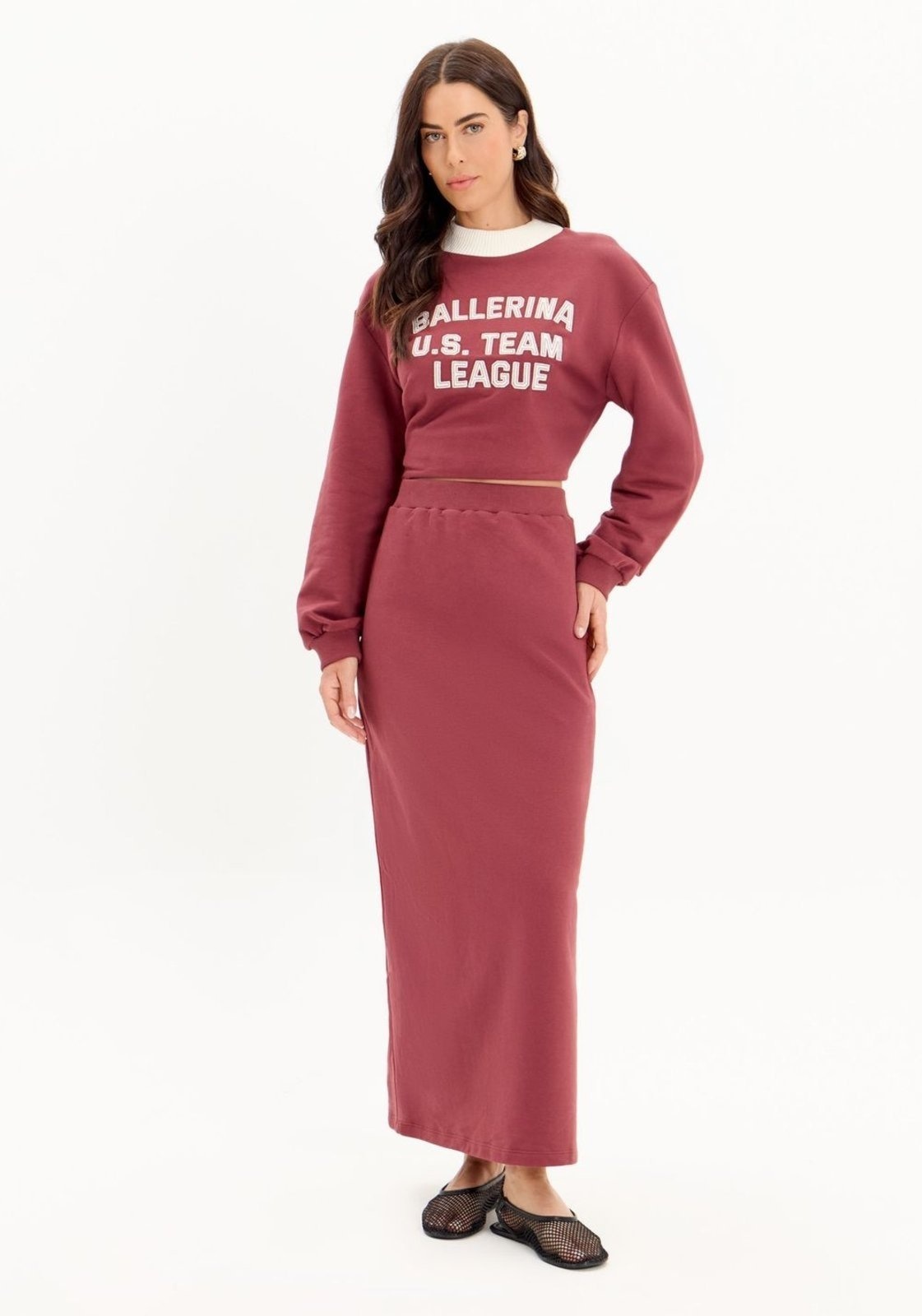 Imagem principal Saia Super Midi Moletom com Fenda My Favorite Things vermelho