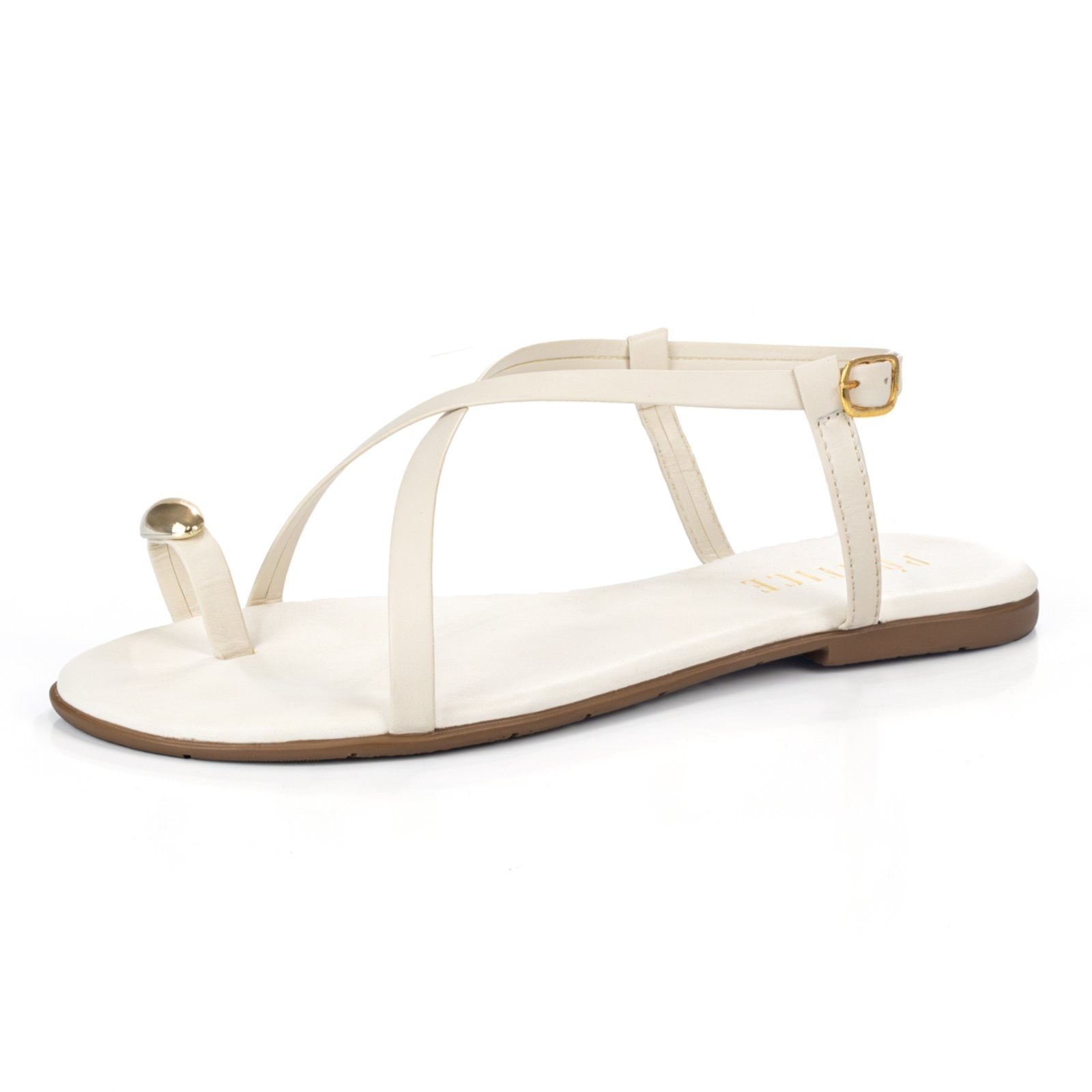 Imagem principal Sandália Feminina Rasteira Flatform Rasteirinha Papete Enfeite Metal Dedo Anel Lesma Brilho Off-white ÉPICO CALÇADOS off-white white