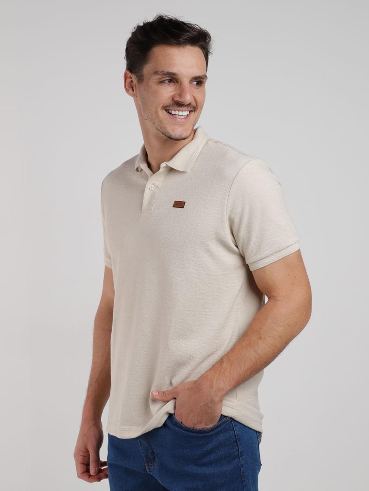 Imagem principal Polo Malhão Rústico Manga Curta Masculina AREIA DZero amarelo