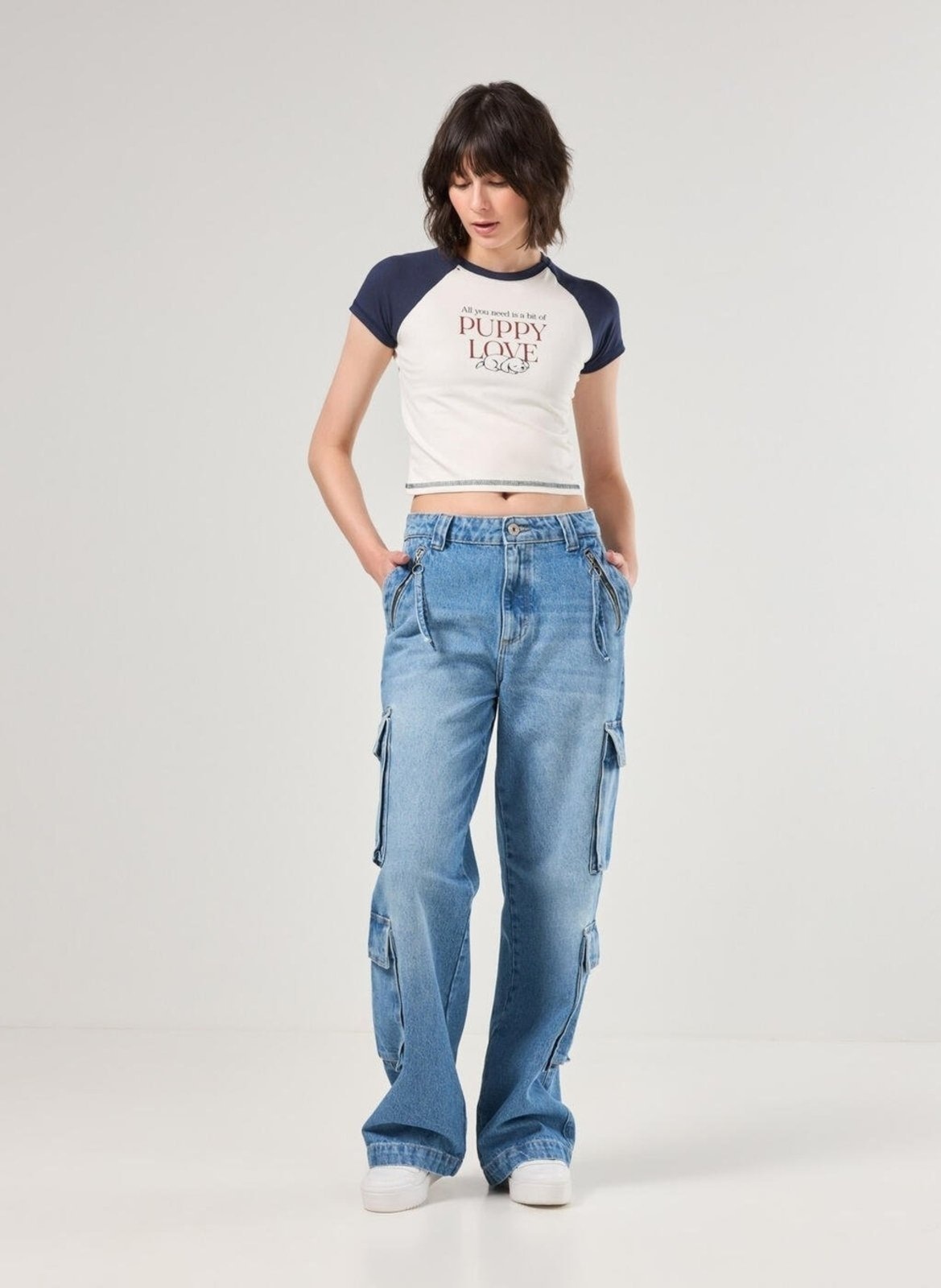 Imagem principal Calça Jeans Cargo Wide Leg Youcom multicolorido