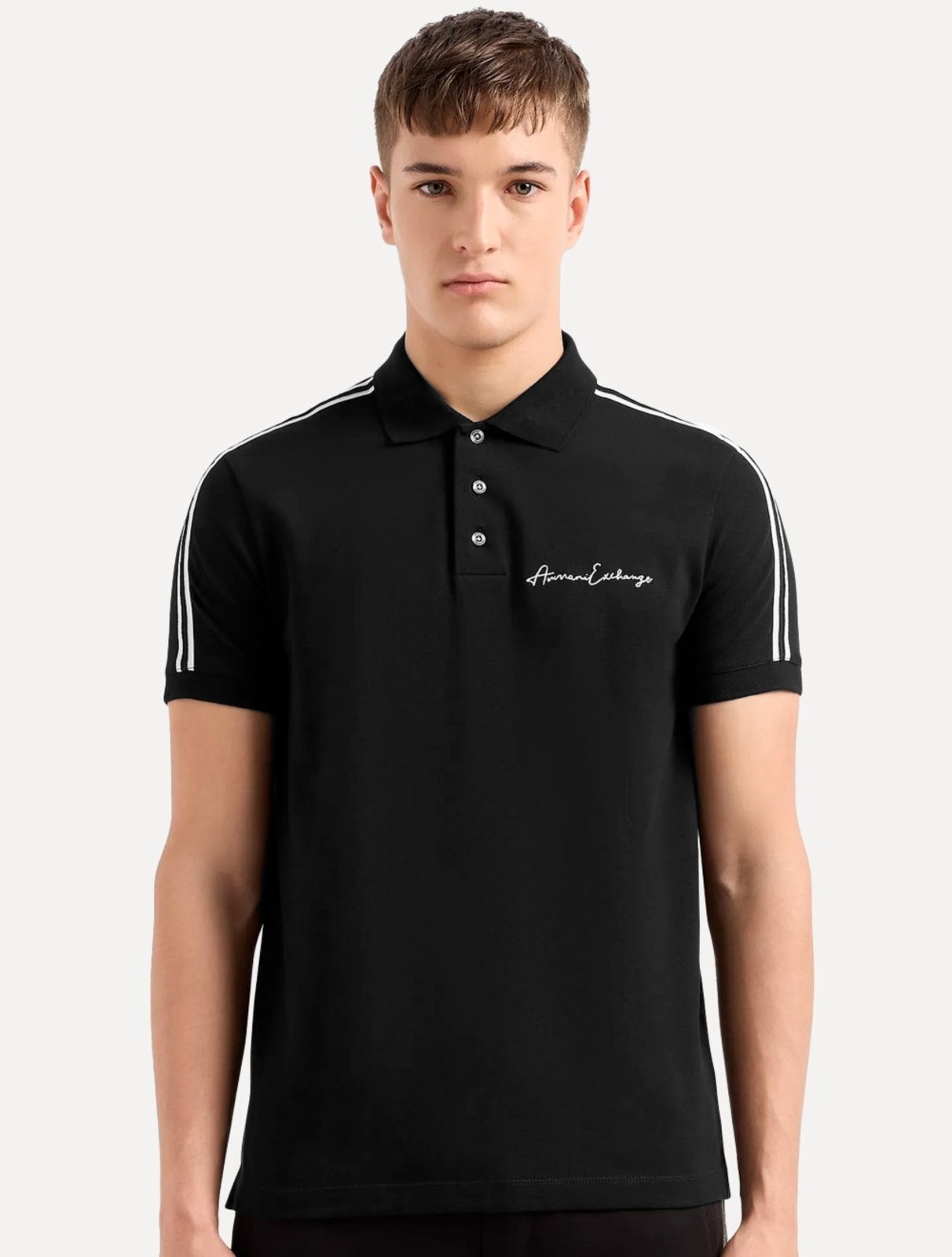 Imagem principal Polo Armani Exchange Masculina Regular Fit Logo Signature Preta Armani Exchange preto