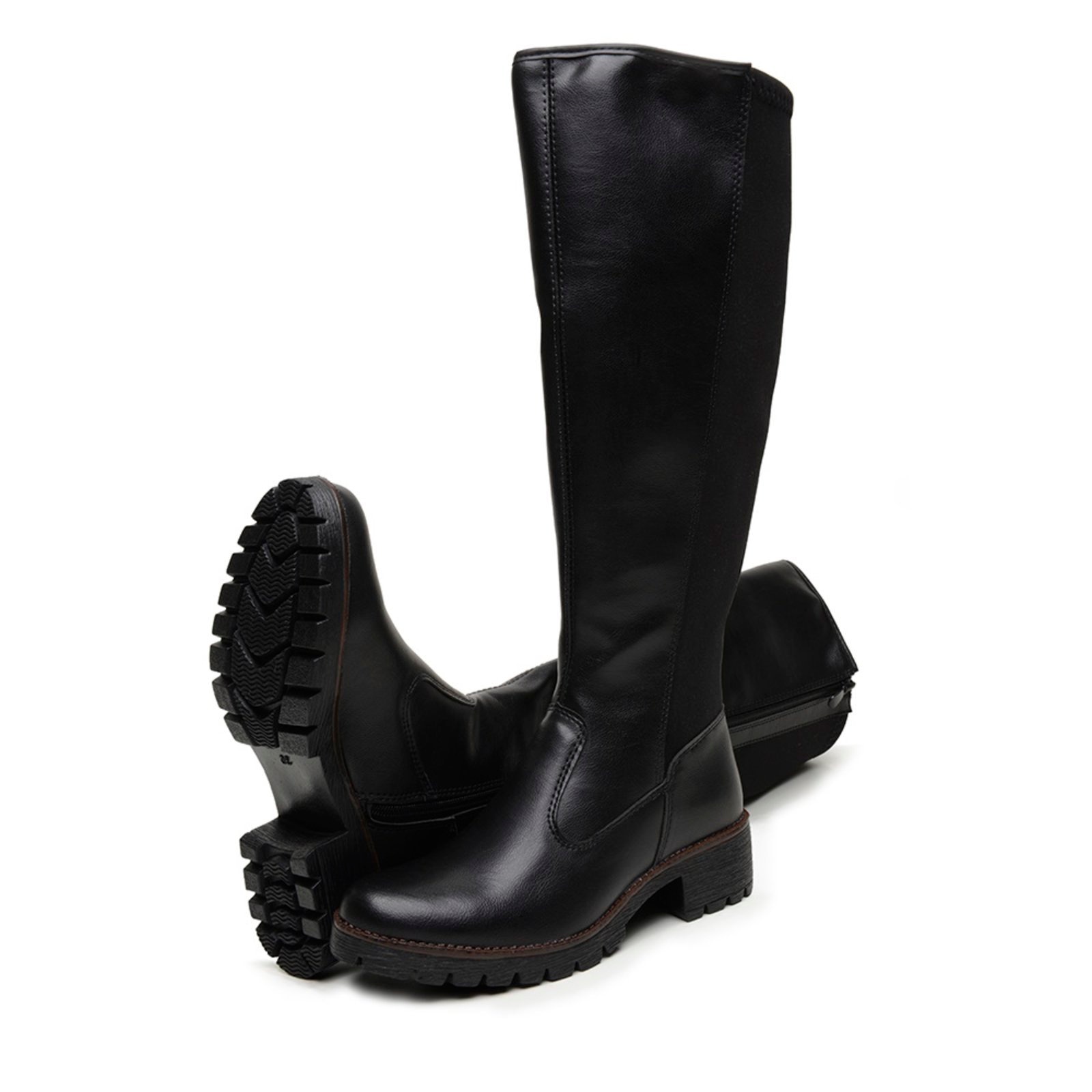 Imagem principal Bota Over Cano Longo Alto Feminina Elástico Panturrilha Preta Yes Basic preto