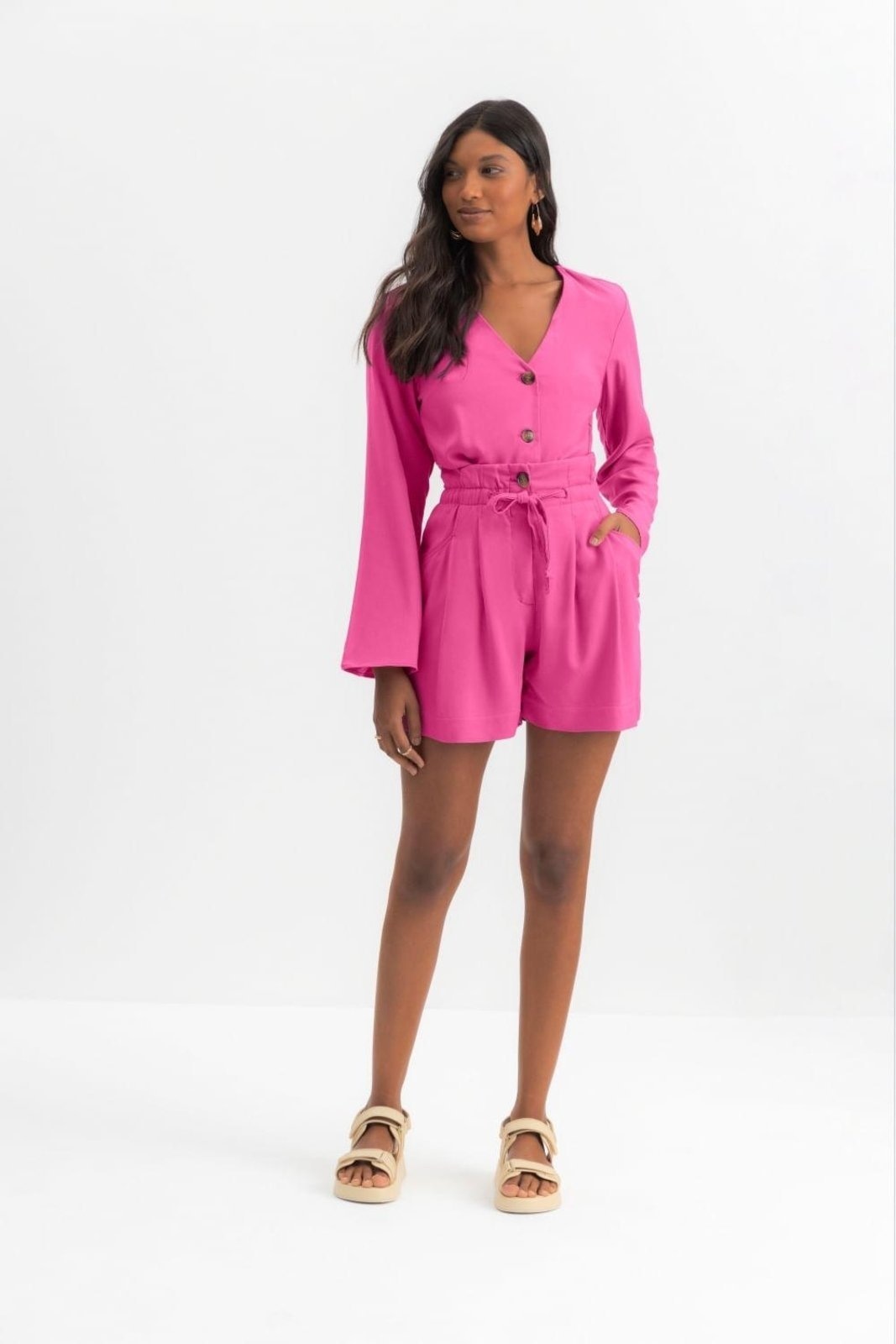 Imagem principal Bermuda Feminina Em Viscose Essendi Médio Essendi rosa