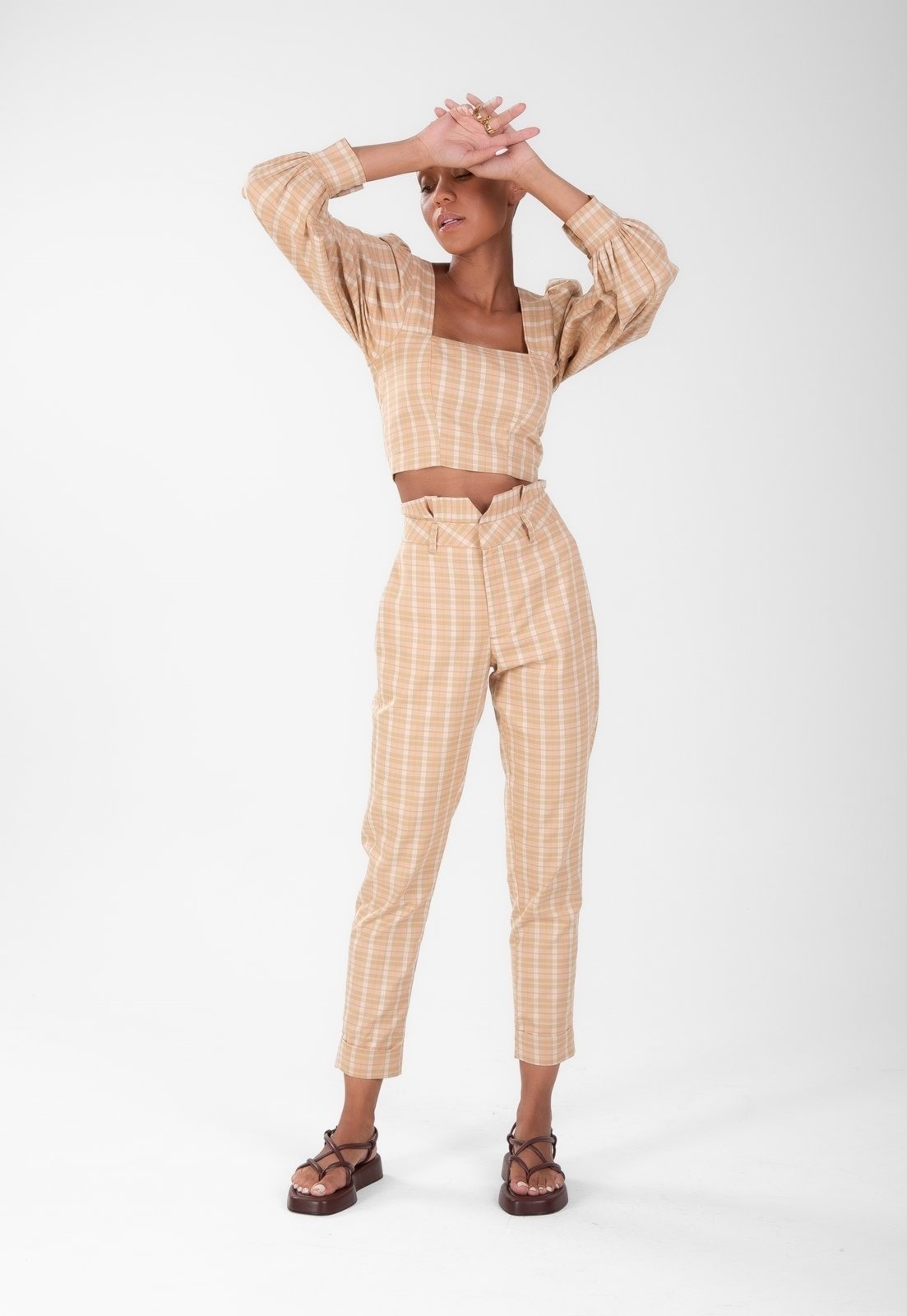 Imagem principal Calça Traymon Alfaiataria Xadrez Kaki Traymon cáqui kaki