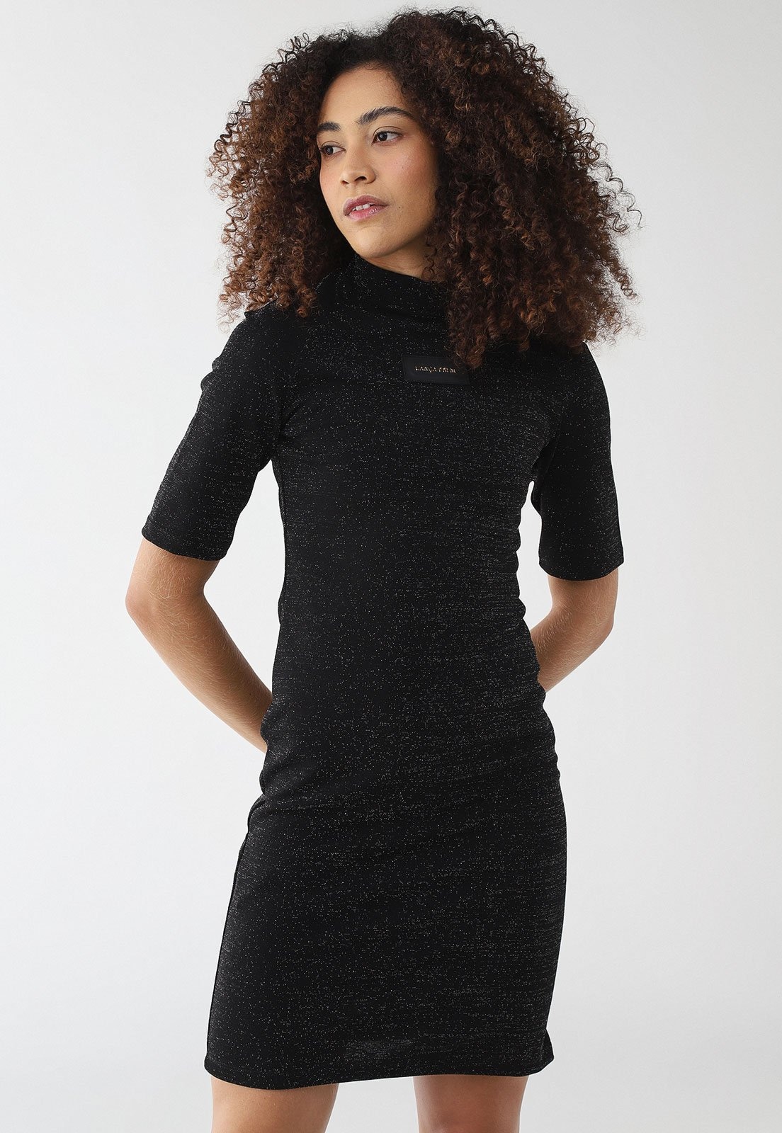 Imagem principal Vestido Curto Feminino Lança Perfume Slim Brilho Lança Perfume preto