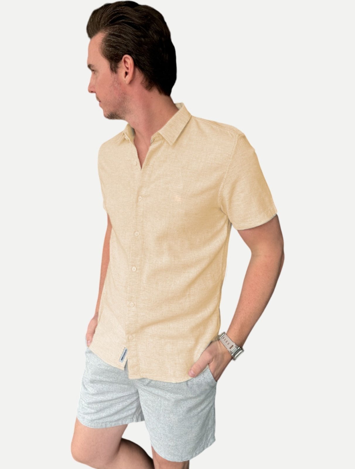 Imagem principal Camisa King & Joe MC Slim Linho CS23208 Natural King E Joe cáqui natural