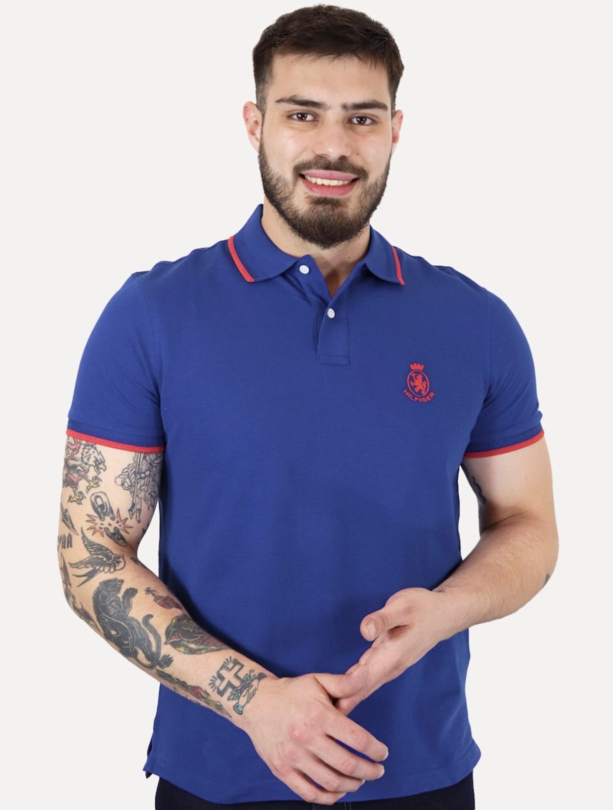 Imagem principal Polo Tommy Hilfiger Masculina Regular Holiday Crest Royal Tommy Hilfiger azul