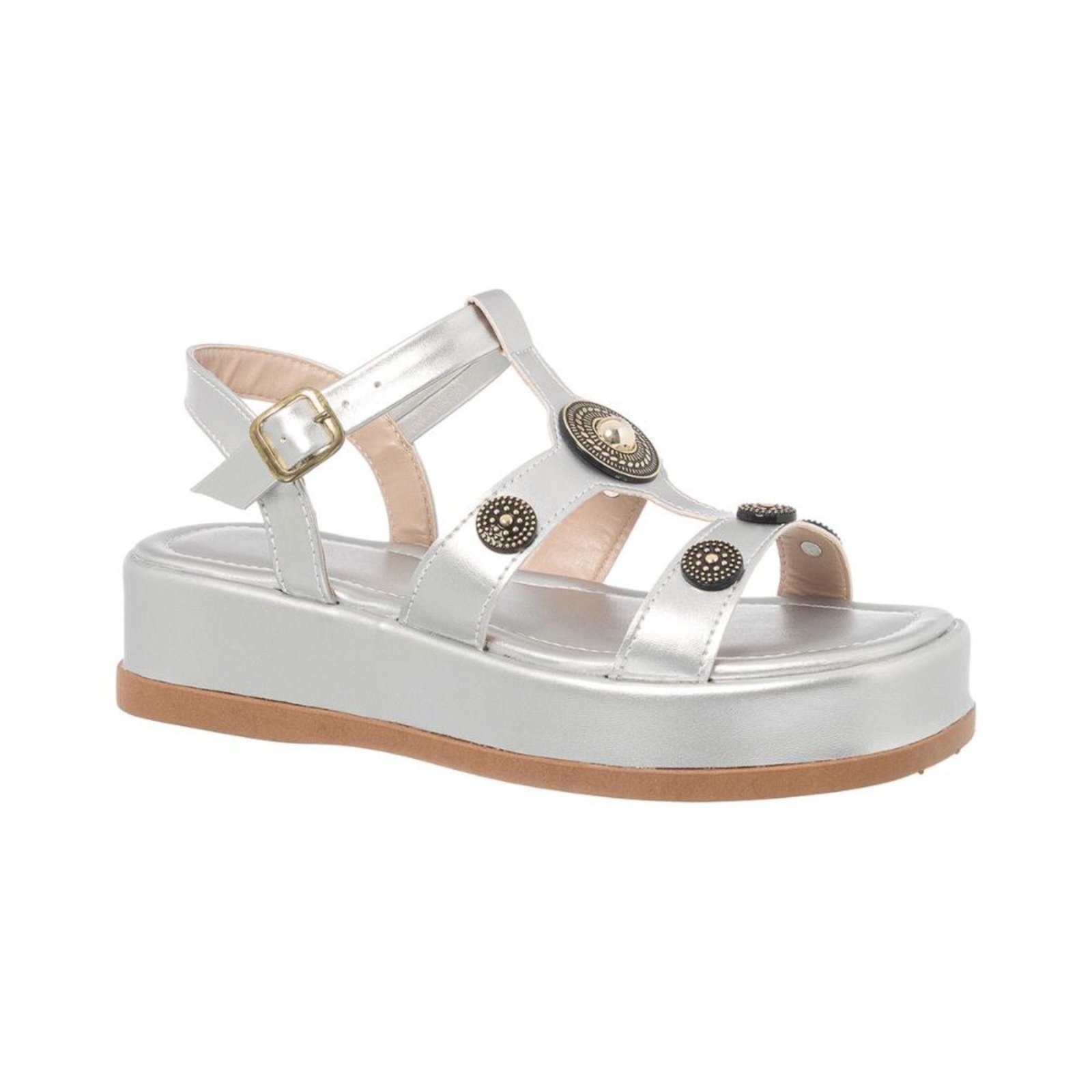 Imagem principal Sandália Papete Flatform Feminino Almofadada Plataforma Moda Stessy Shoes prata